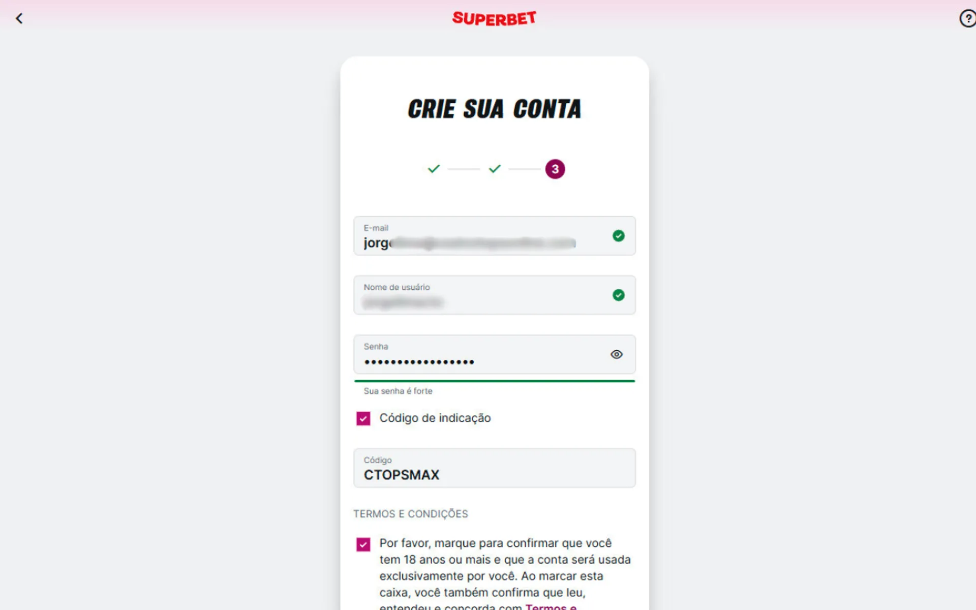 código de indicação Superbet