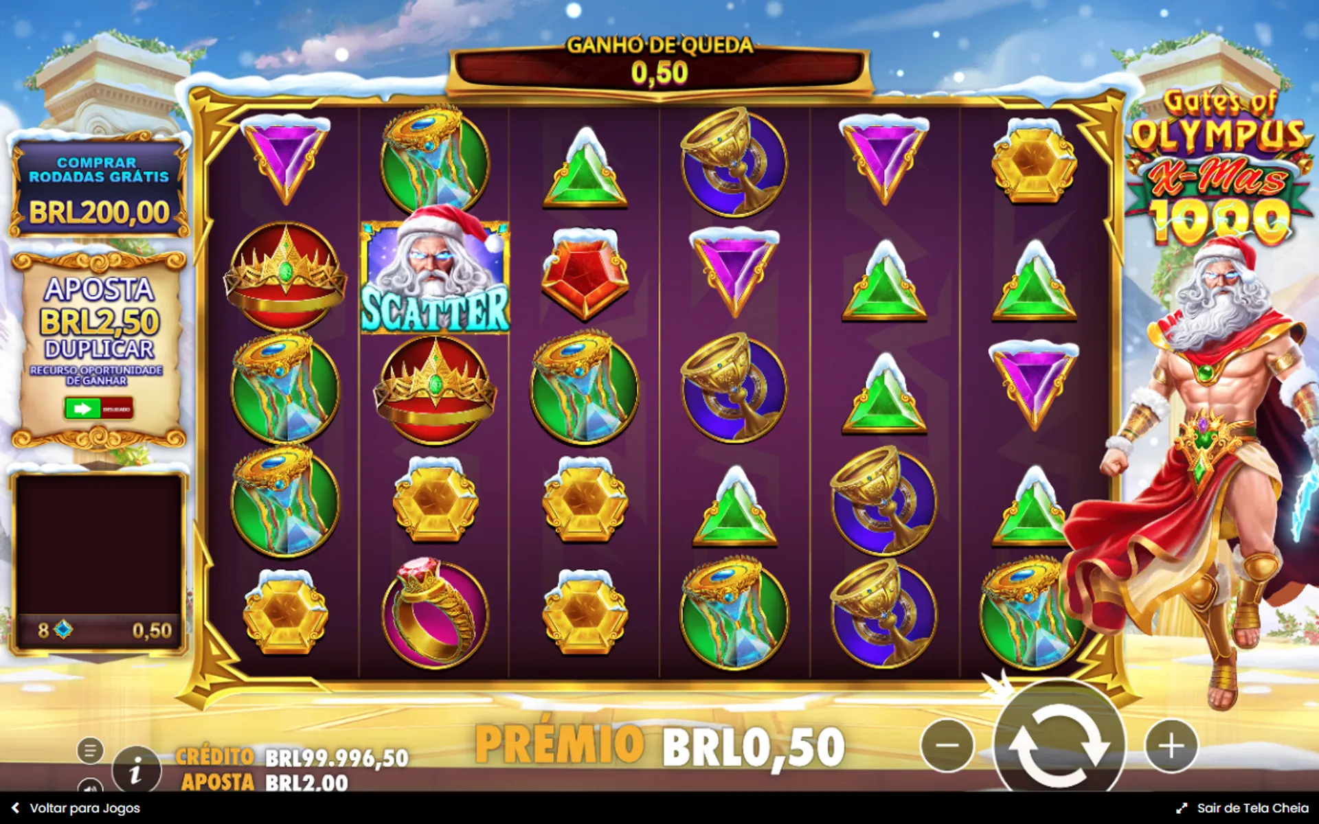 tela do slot de 1 centavo Gates of Olympus Xmas 1000