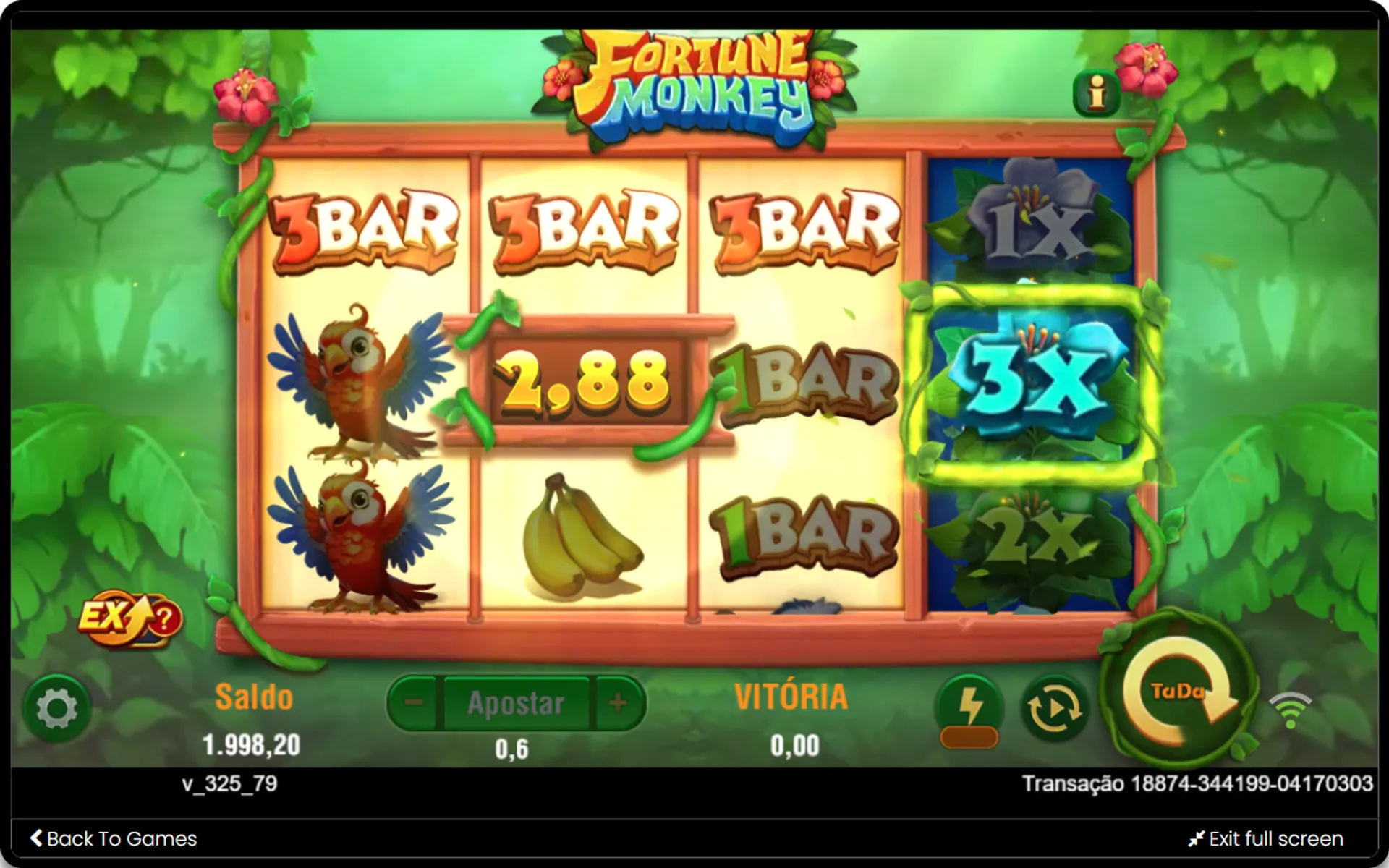 multiplicadores no Fortune Monkey
