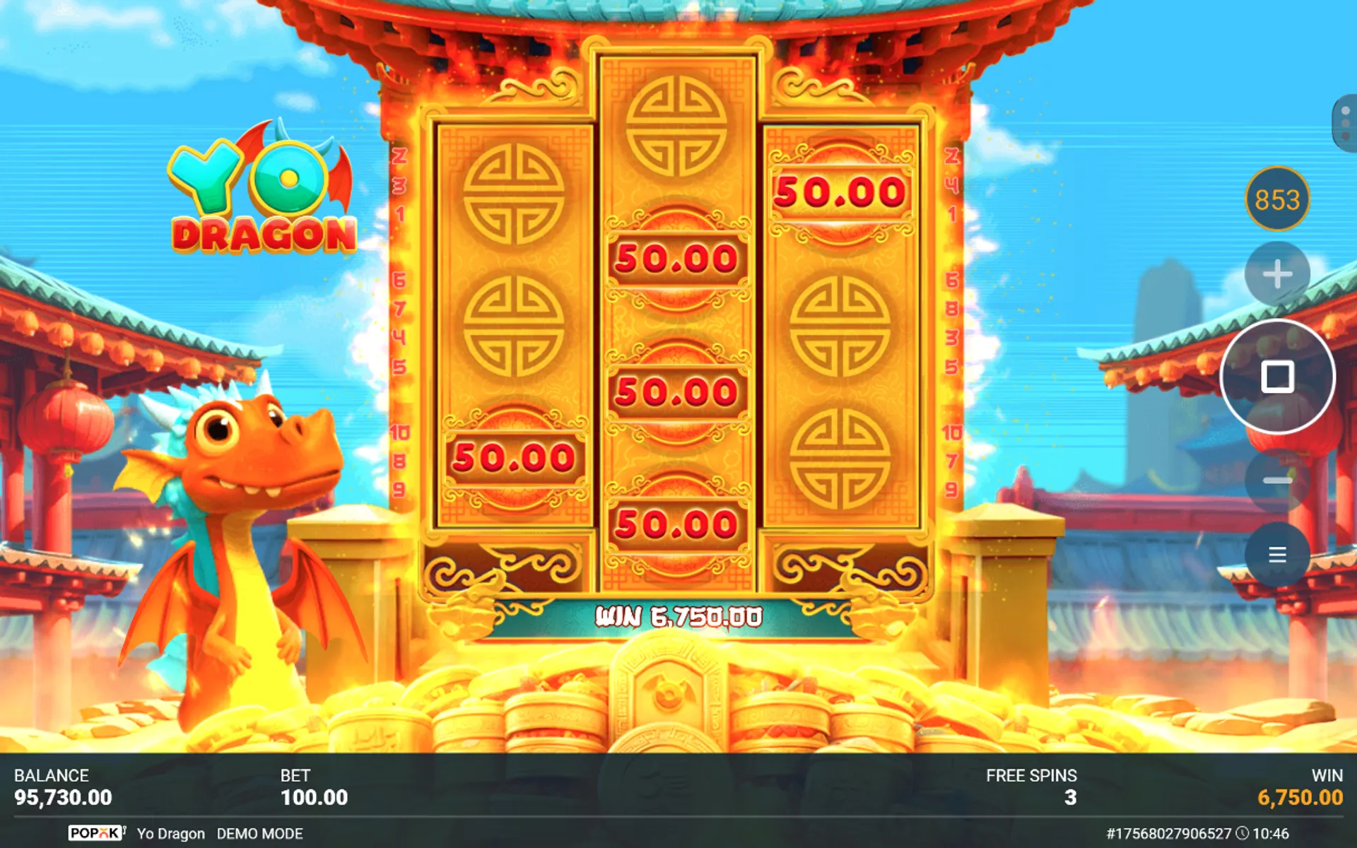 rodadas grátis com Prize Symbols no slot Yo Dragon