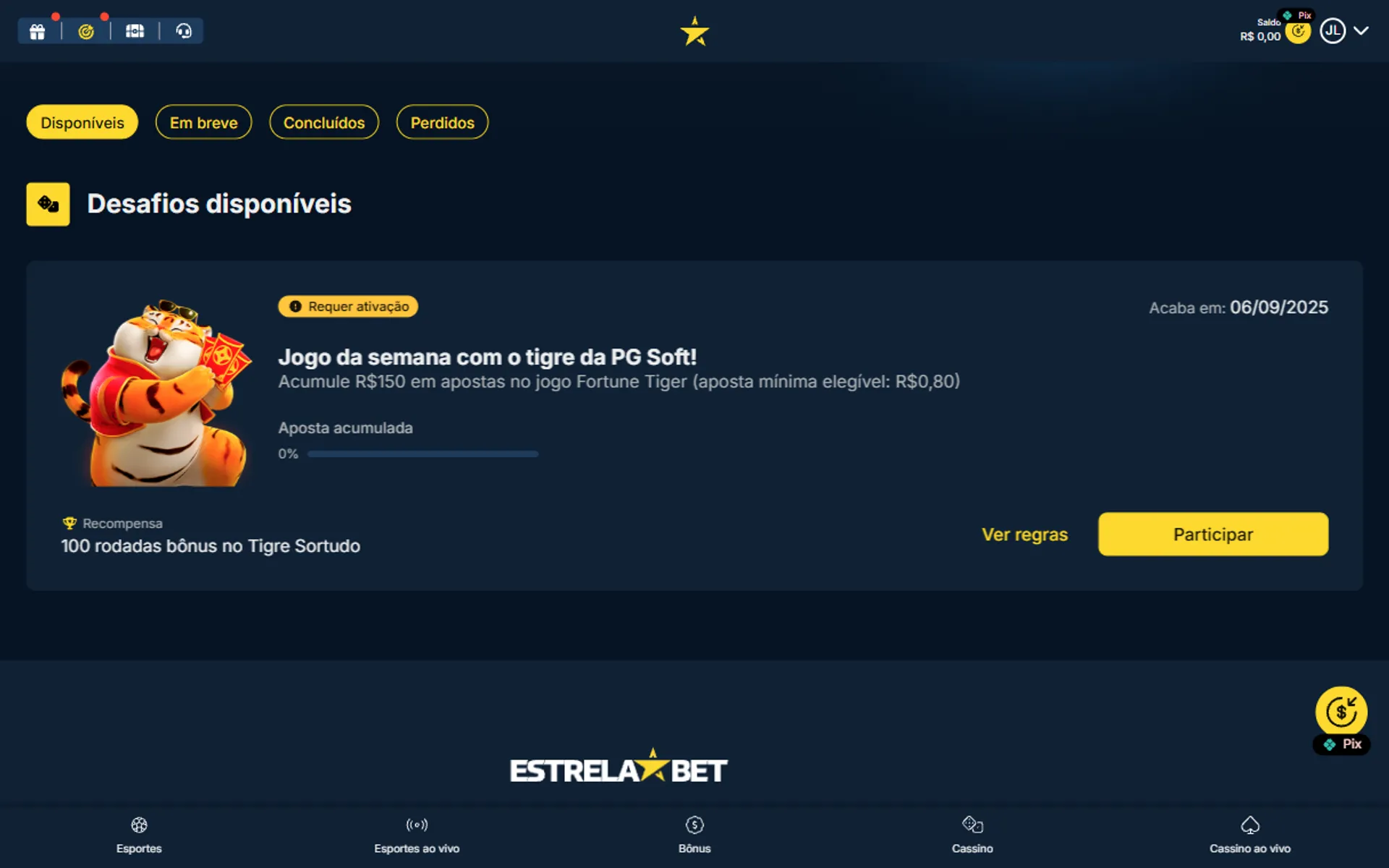 bônus Estrela Bet de giros grátis jogo da semana