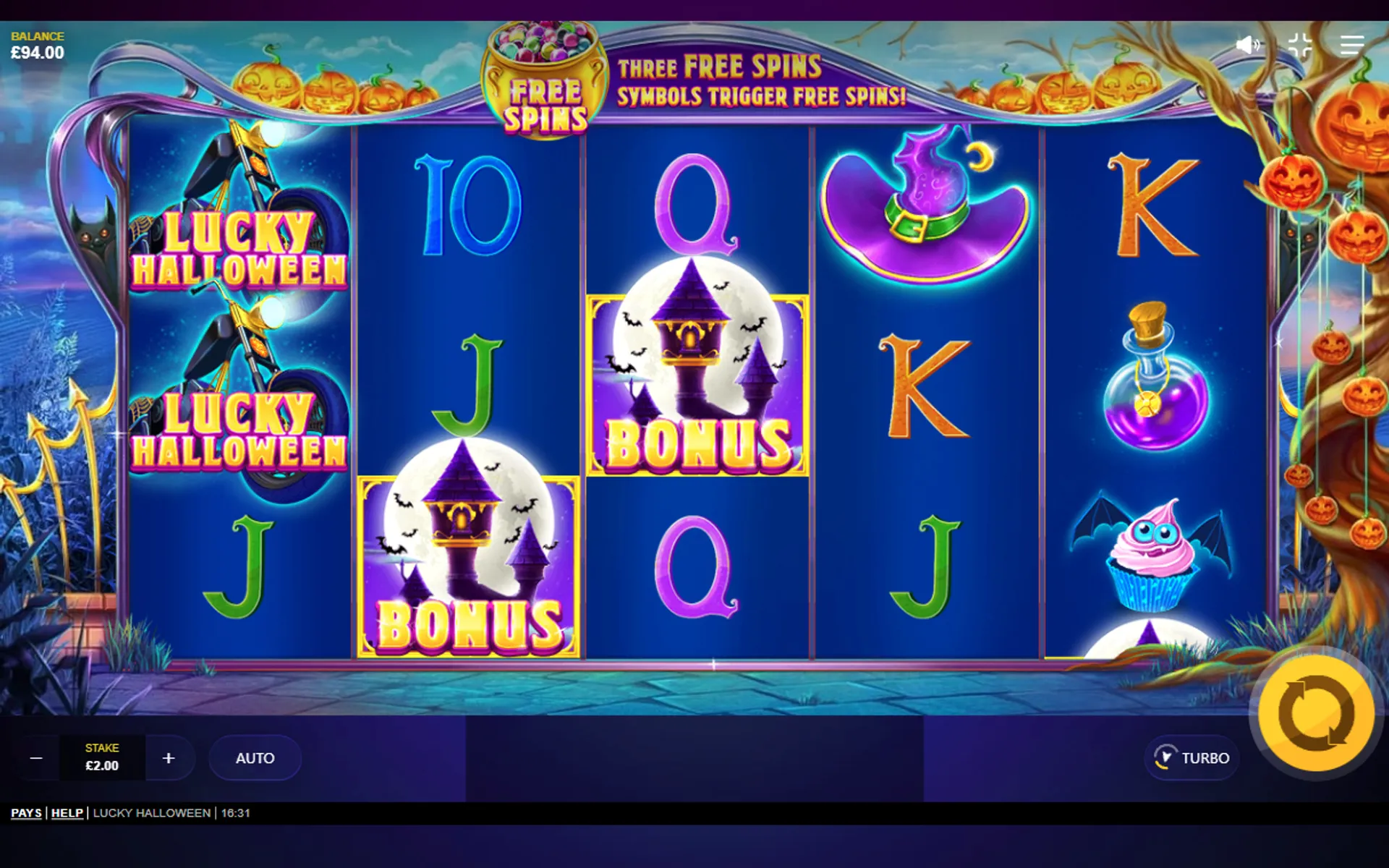 tela do slot Lucky Halloween