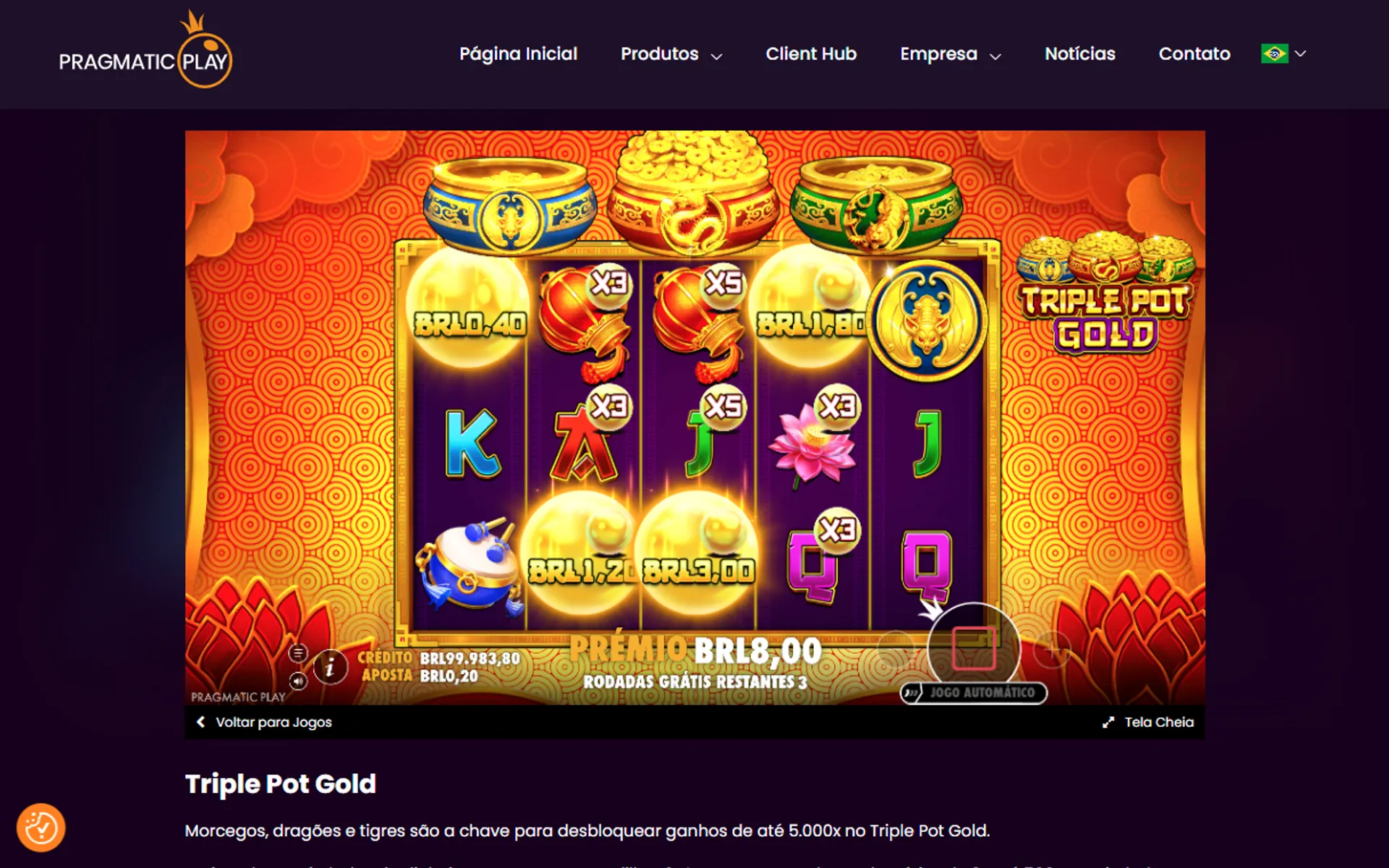 jogo de bônus no Triple Pot Gold