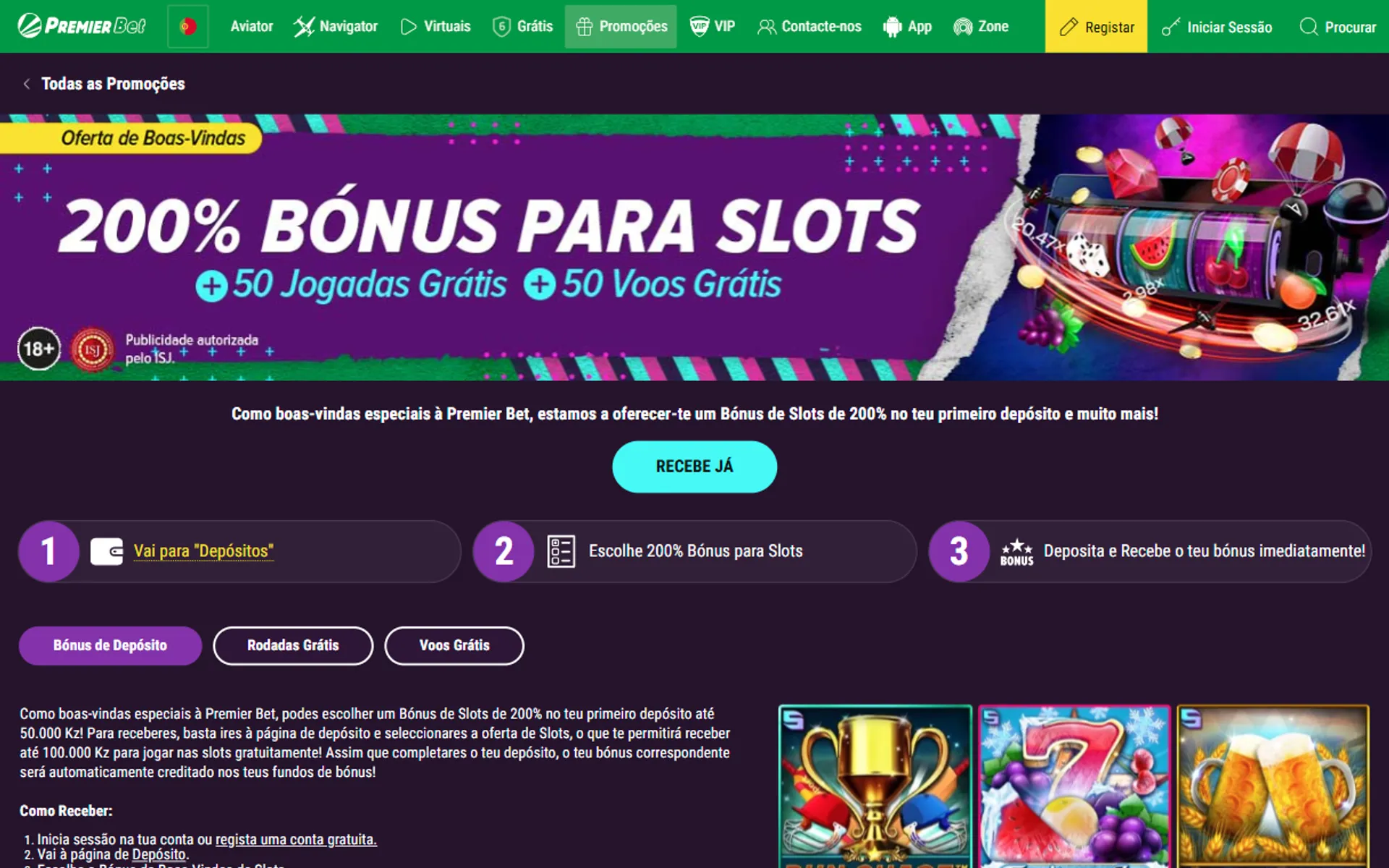 bónus de casino Premier Bet
