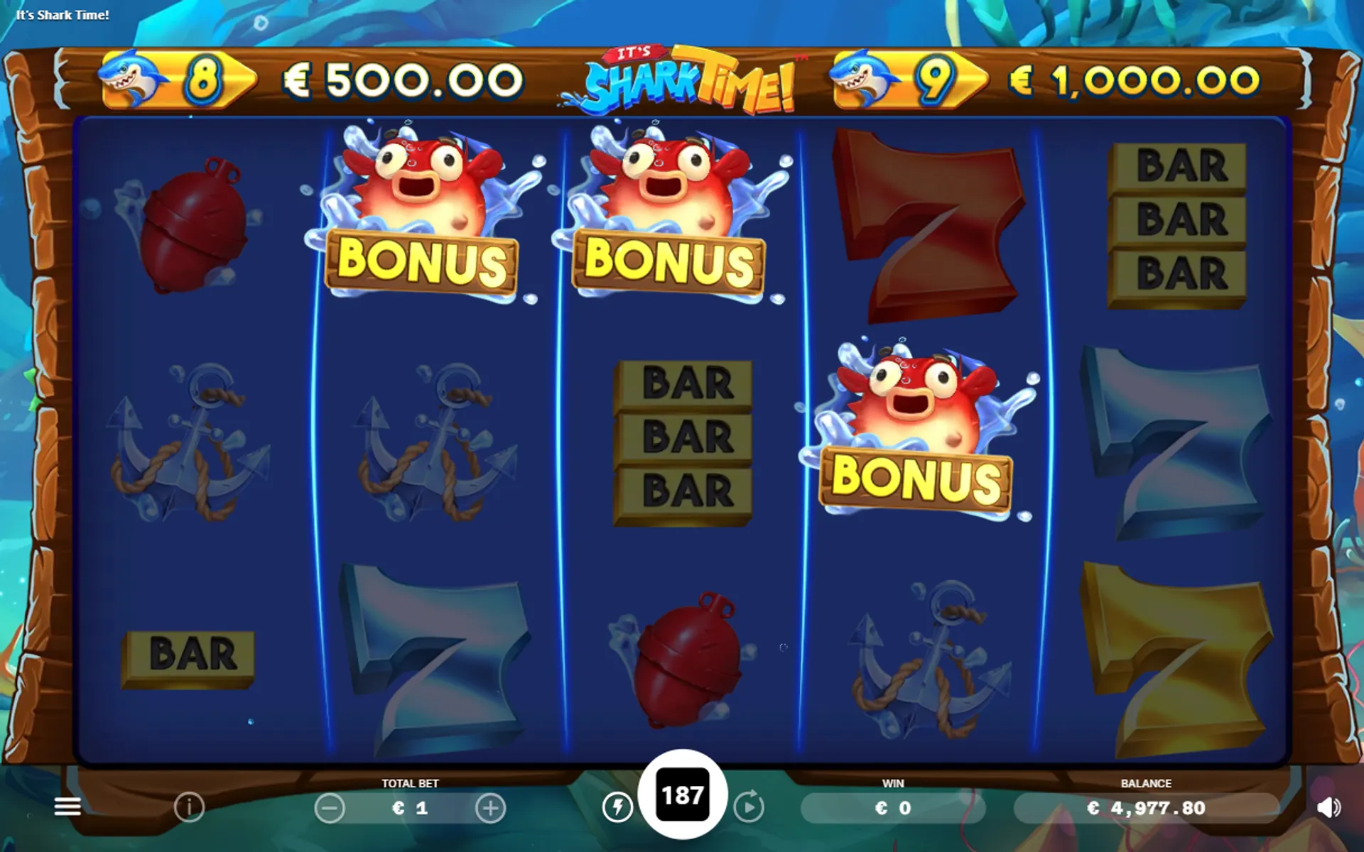 símbolos de bônus no slot It's Shark Time
