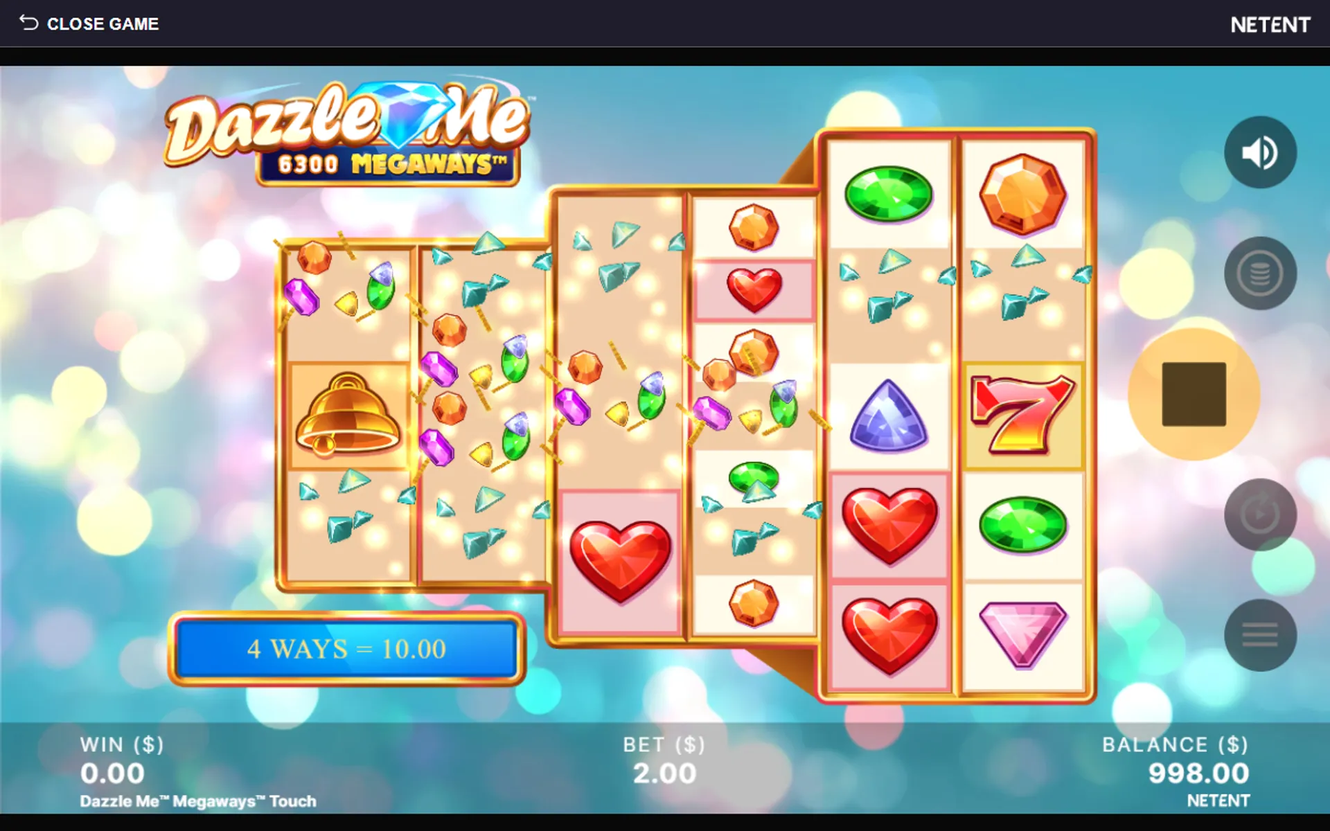 função avalanche no slot Dazzle Me Megaways demo