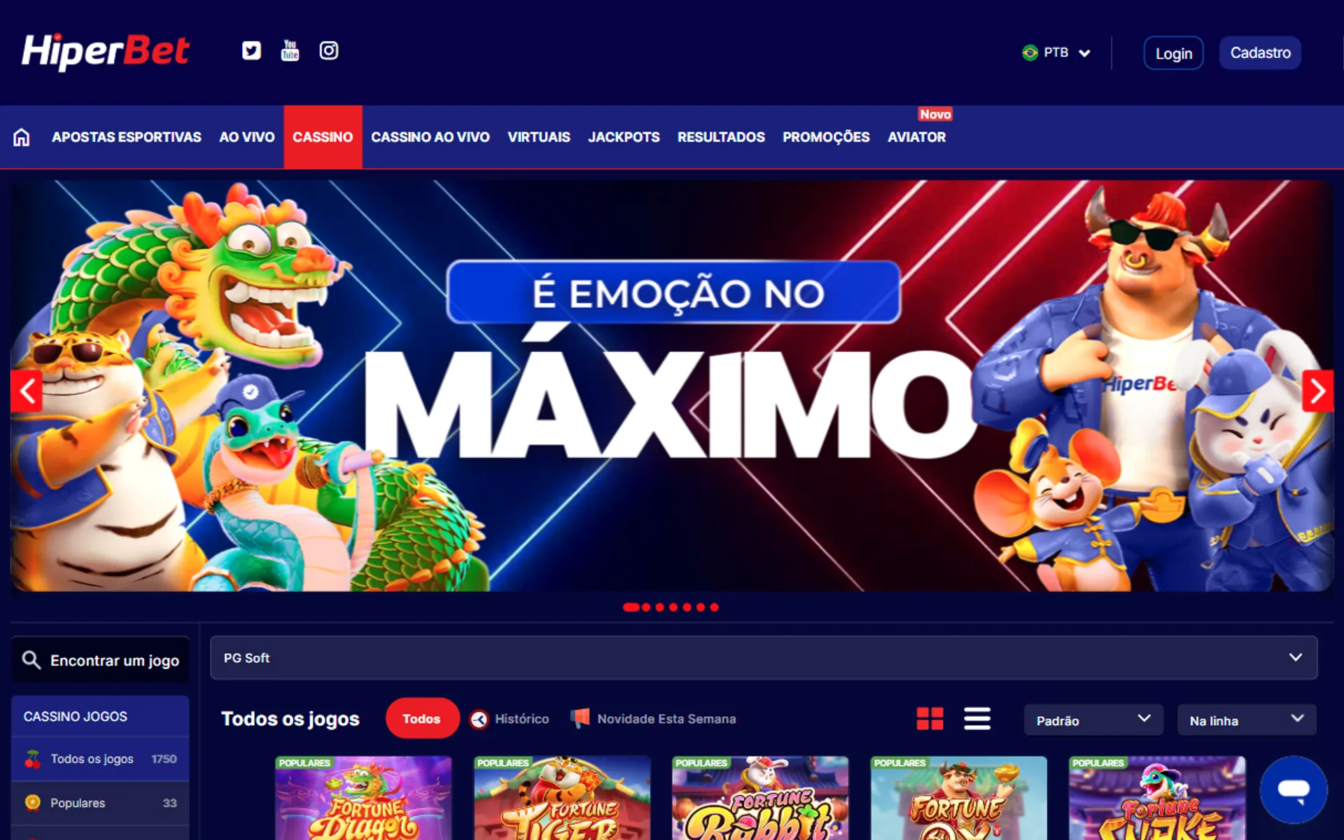 catálogo hiperbet pg soft