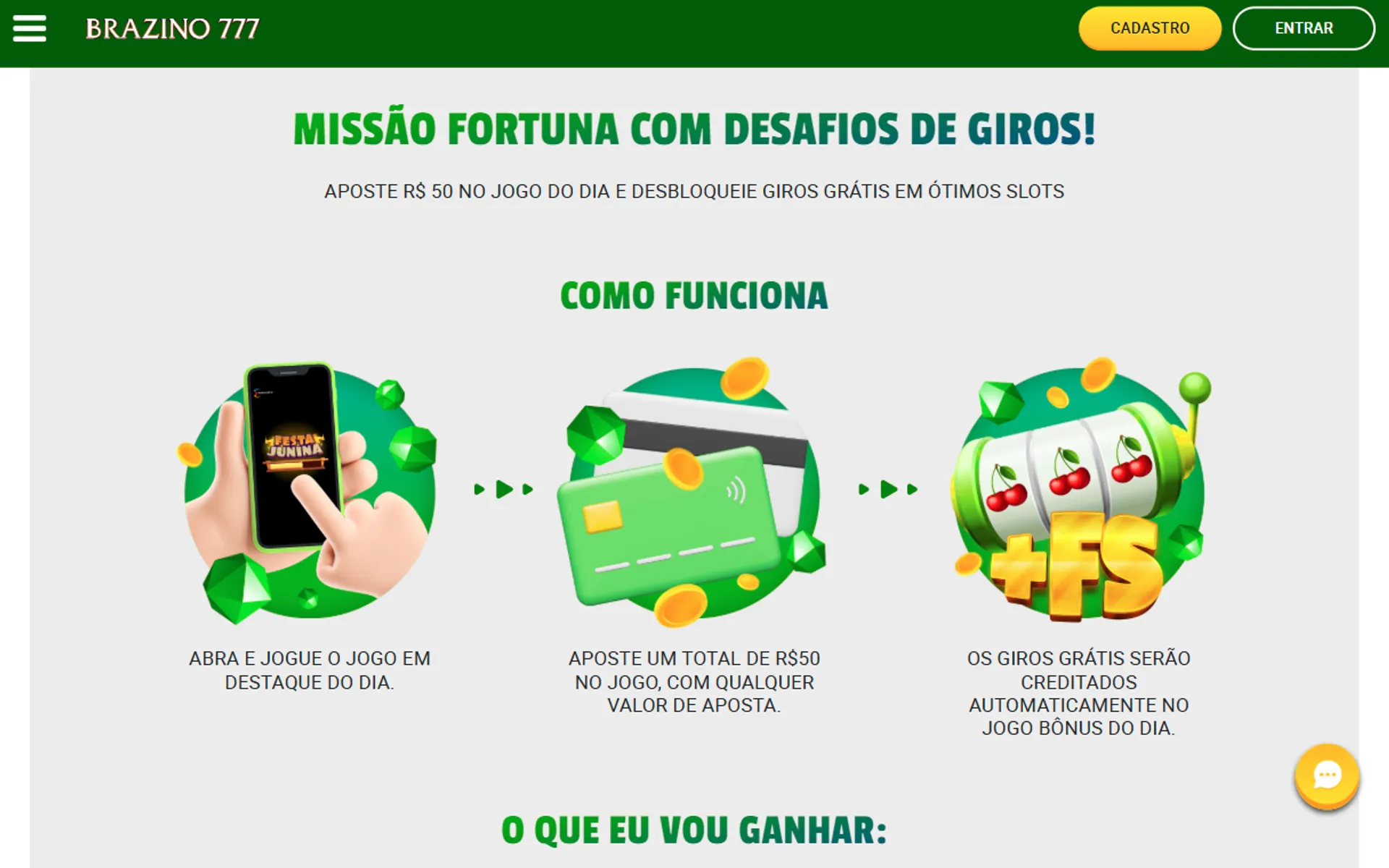 bônus missão fortuna no brazino777