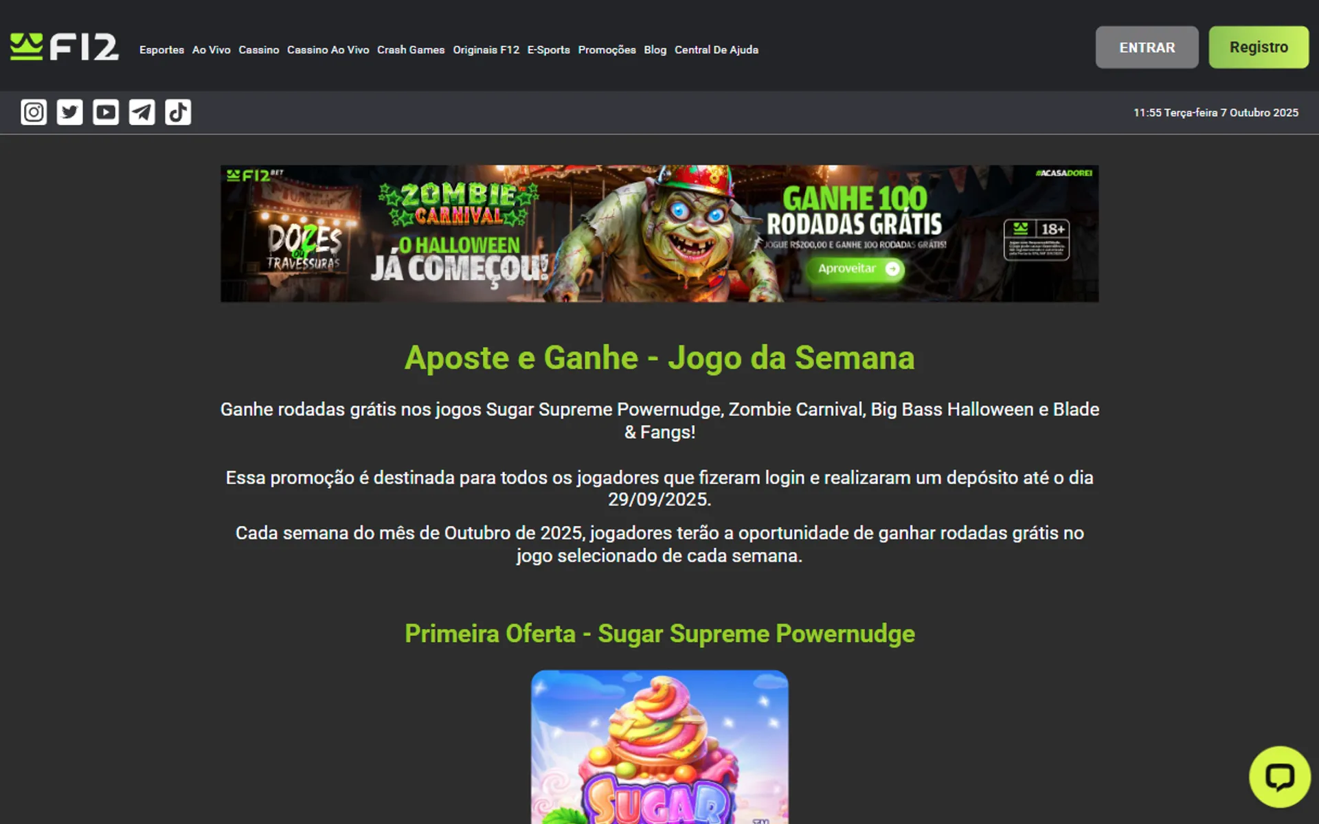 bônus de halloween da F12 Bet