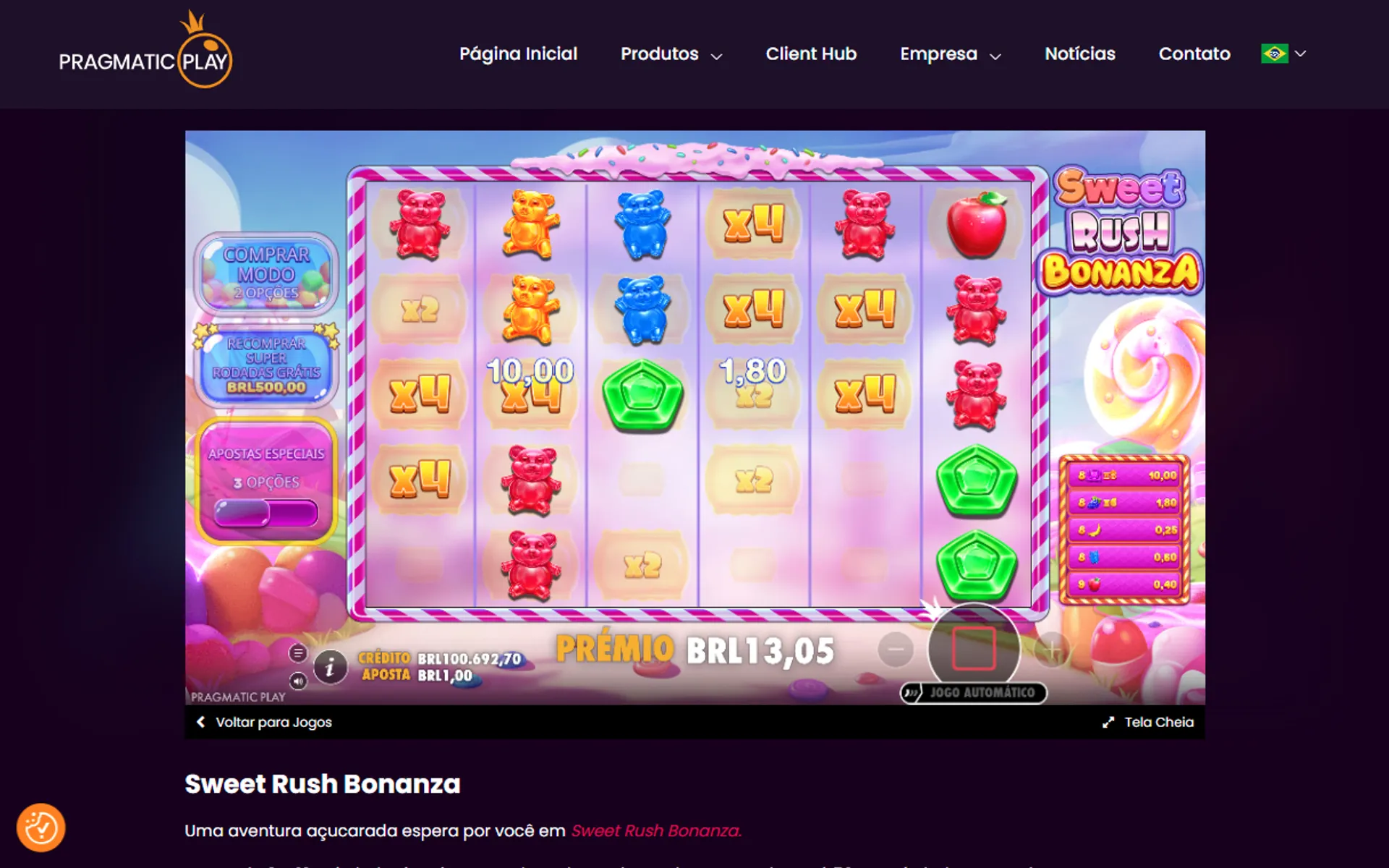 multiplicadores no slot Sweet Rush Bonanza