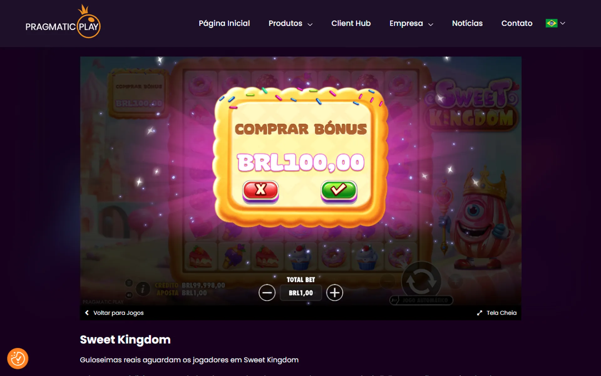 compra de bônus no slot Sweet Kingdom