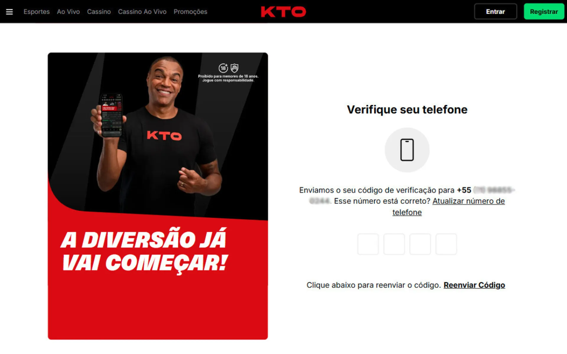 formulário de cadastro da KTO