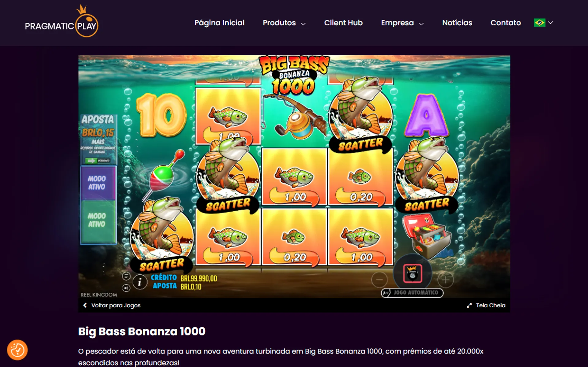 símbolo Scatter no big bass bonanza 1000 demo