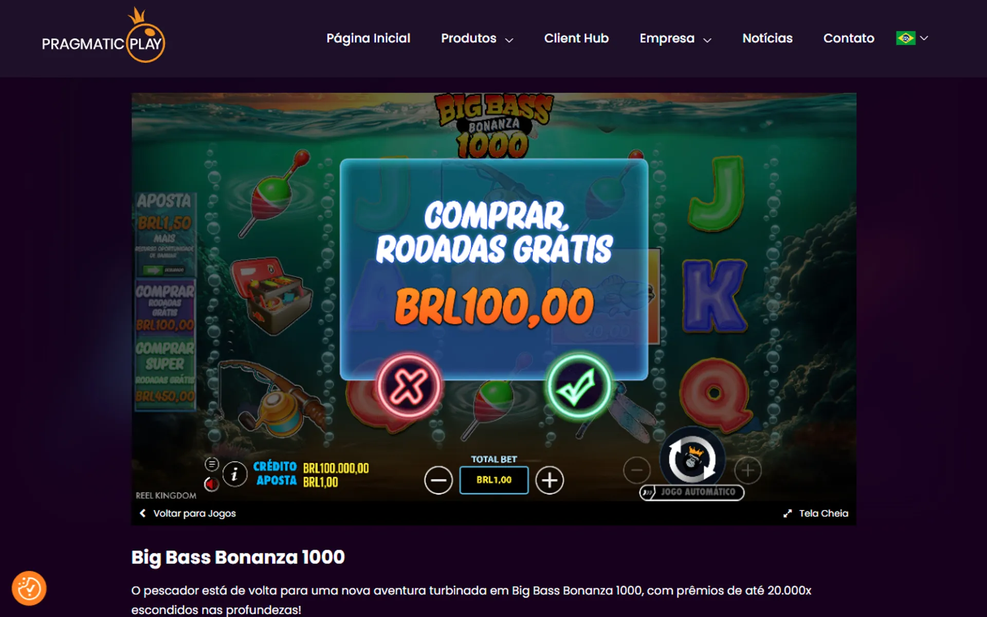 compra de bônus no slot Big Bass Bonanza 1000 demo