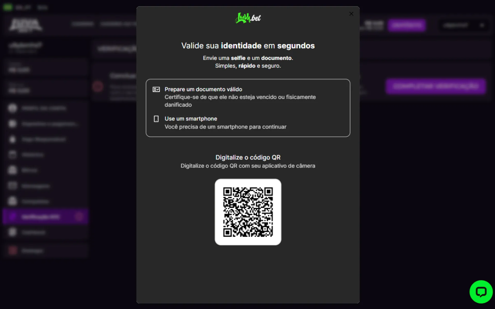 verificação KYC da Luva Bet