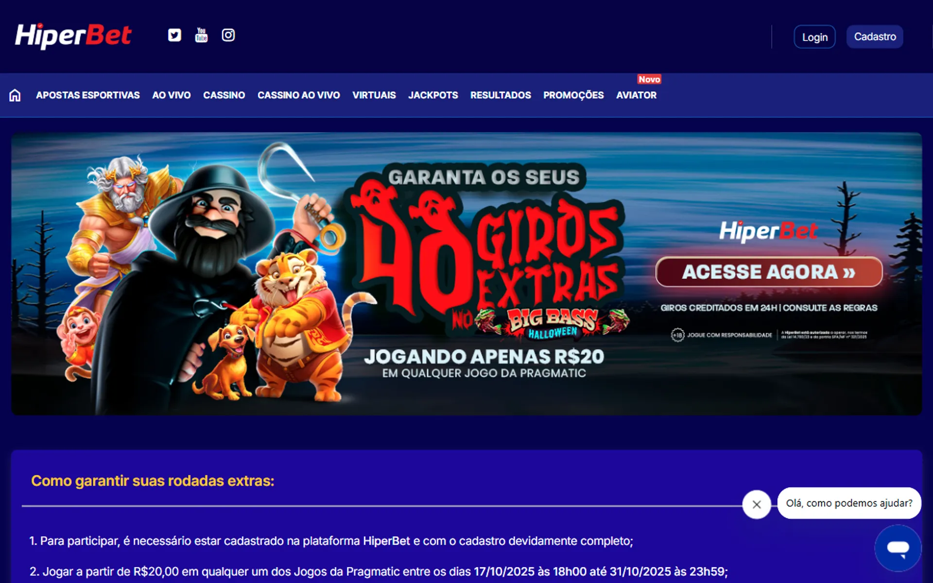 bônus de halloween da HiperBet