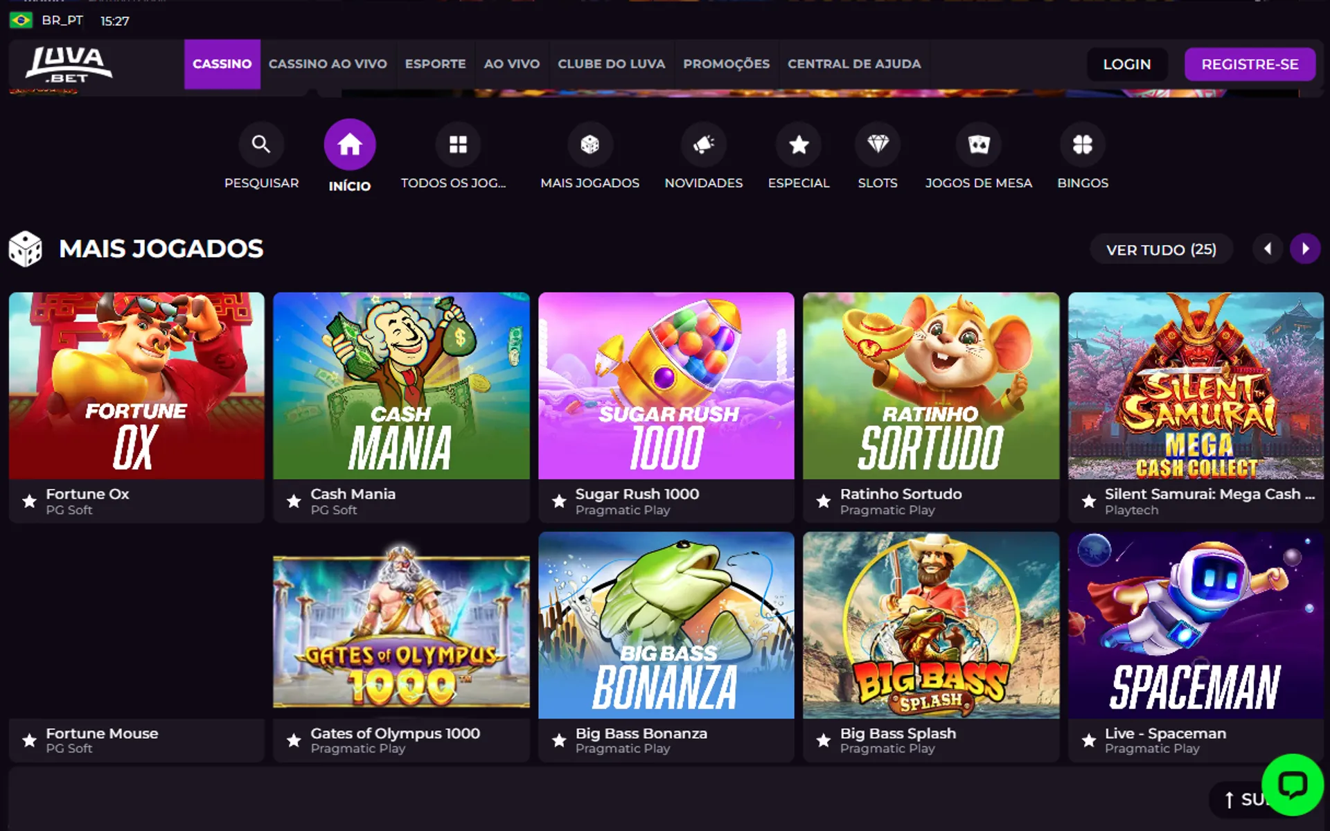 lobby do cassino Luvabet