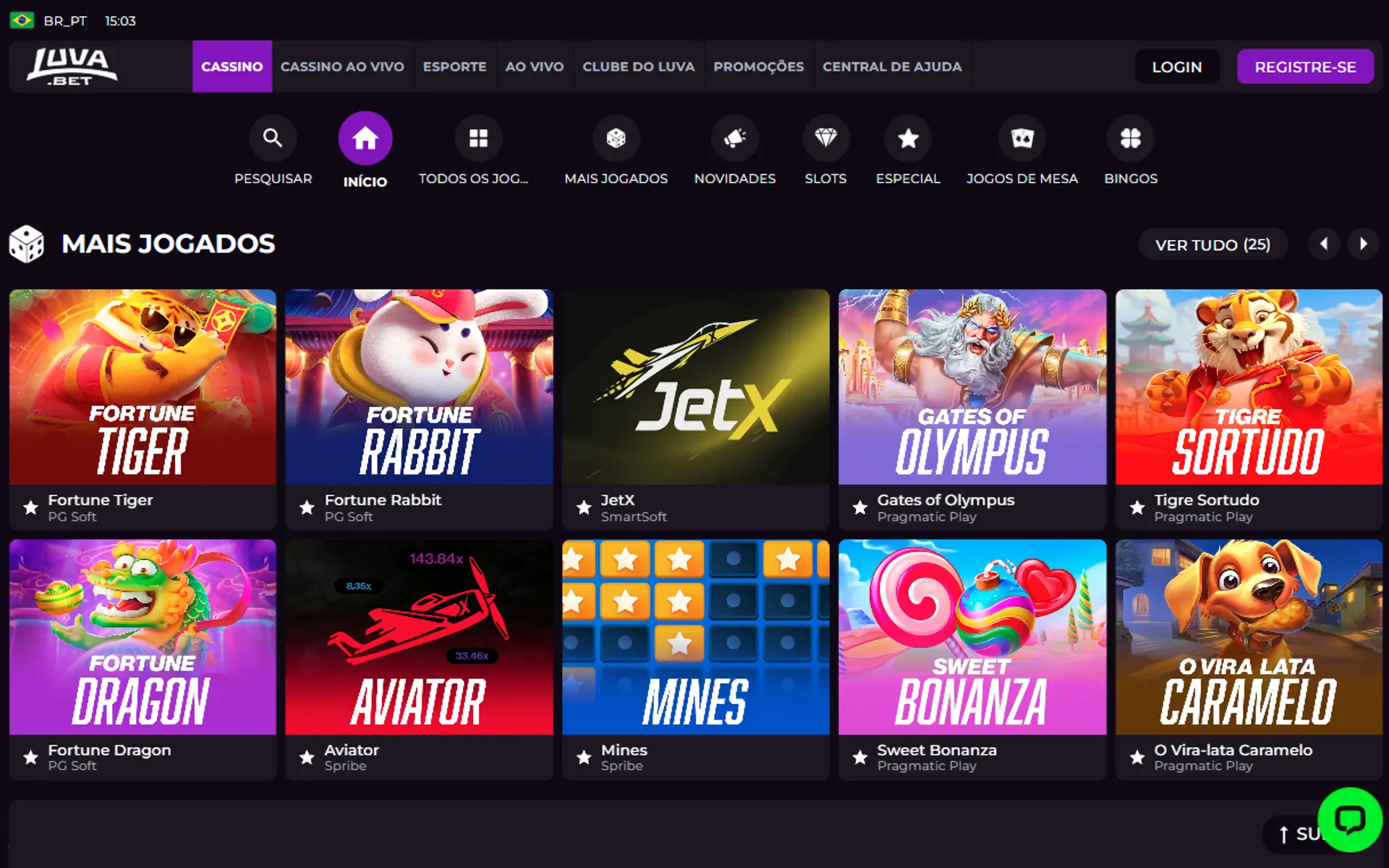 lobby do cassino luva bet