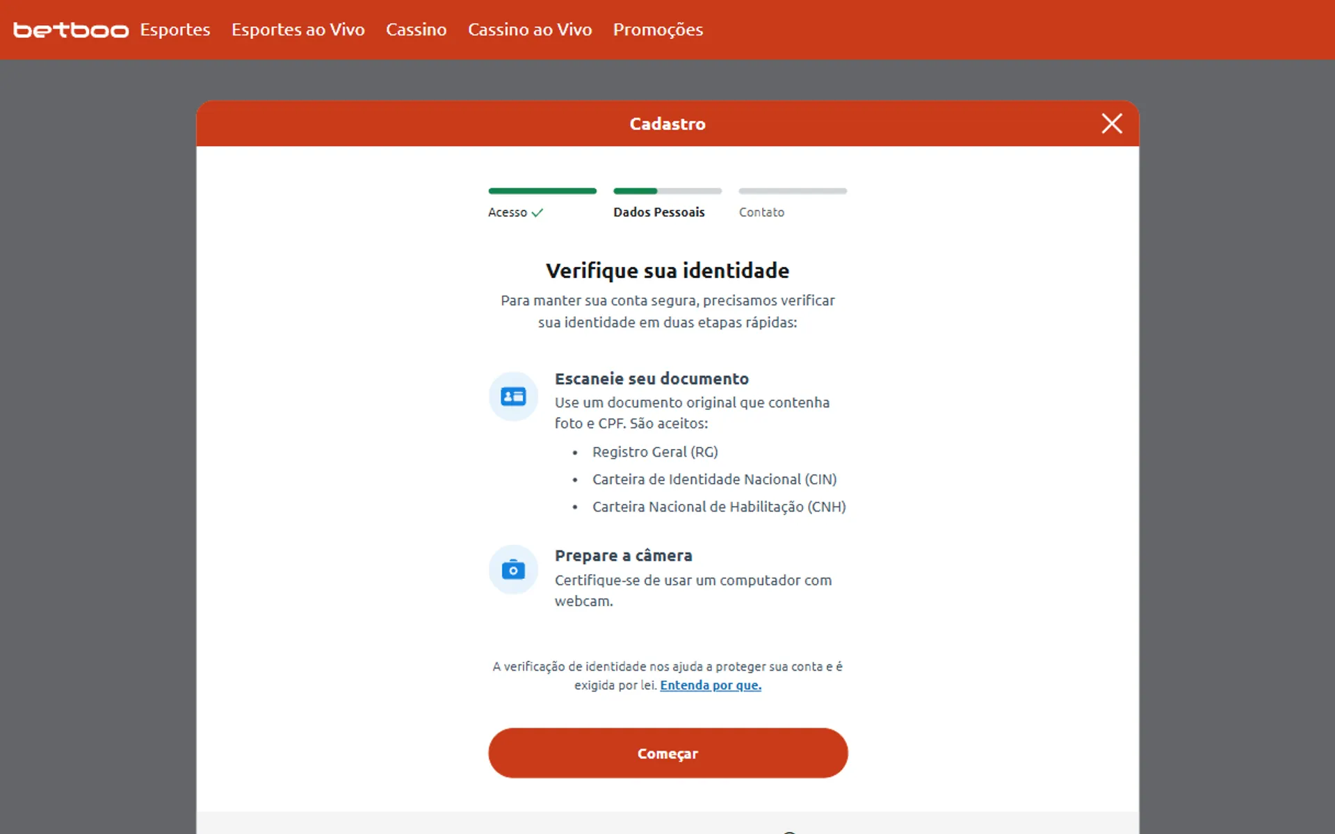 verificação de conta no cadastro betboo