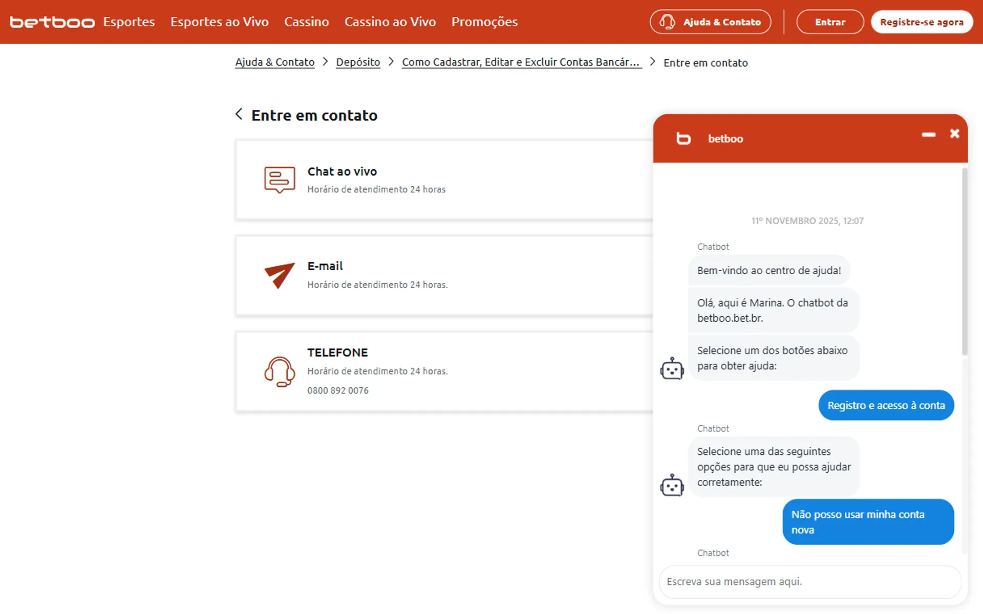 atendimento via chat betboo