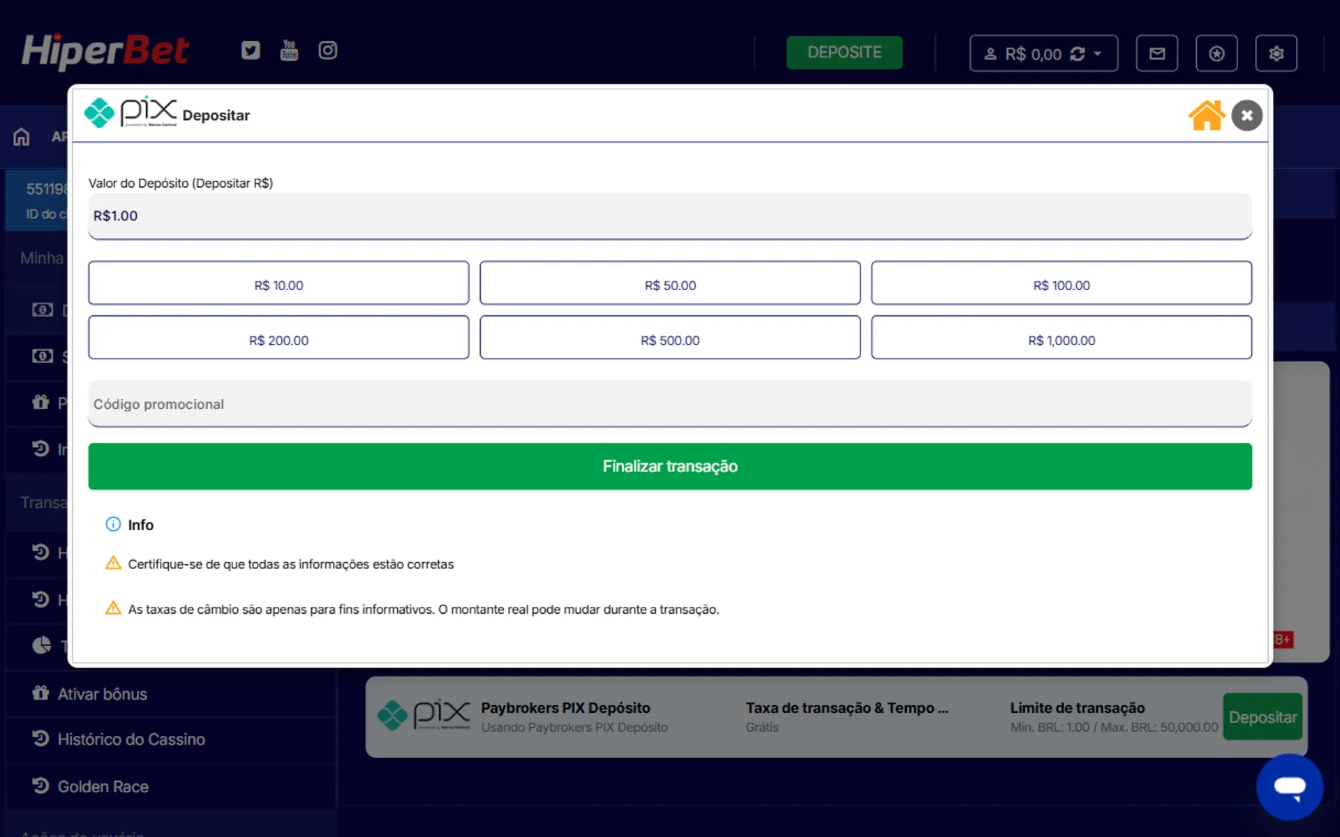 depósito na Hiperbet