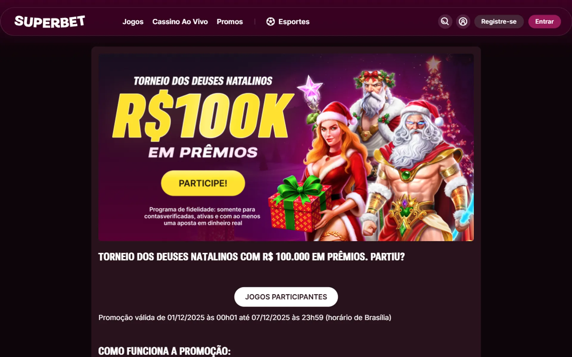 bônus de Natal Superbet