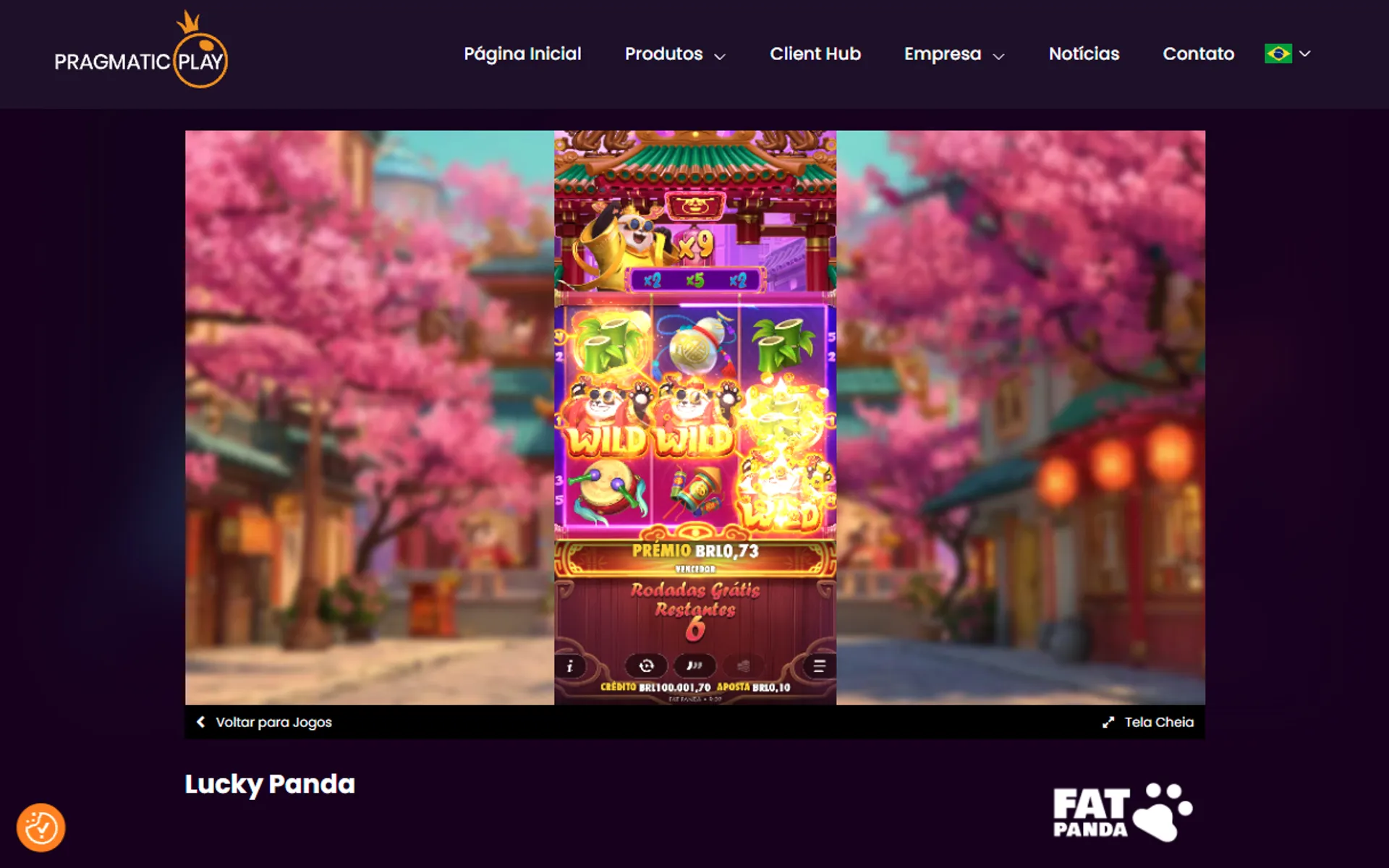 rodada vitoriosa com multiplicadores no bônus do Panda Sortudo