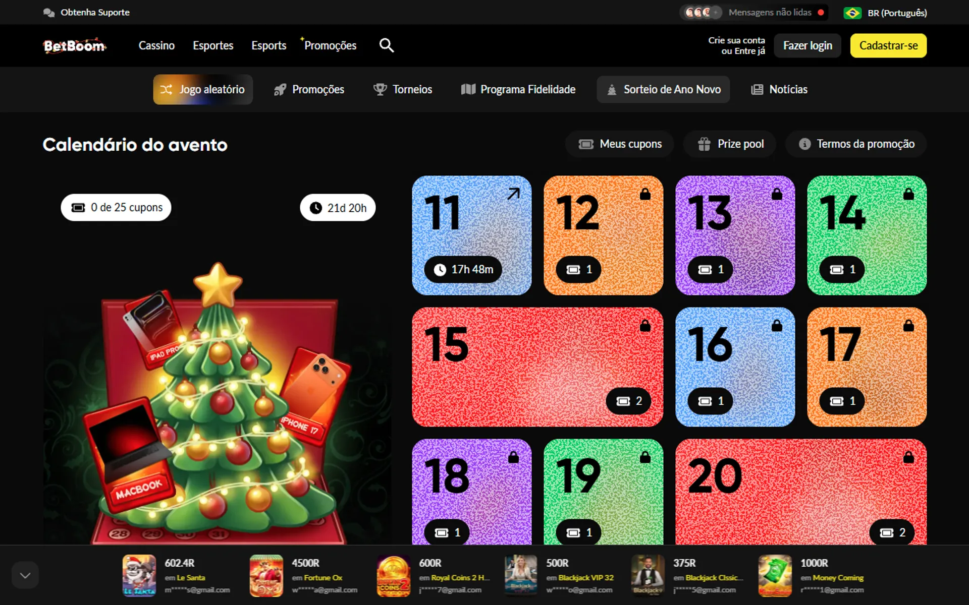 b&ocirc;nus de Natal Betboom