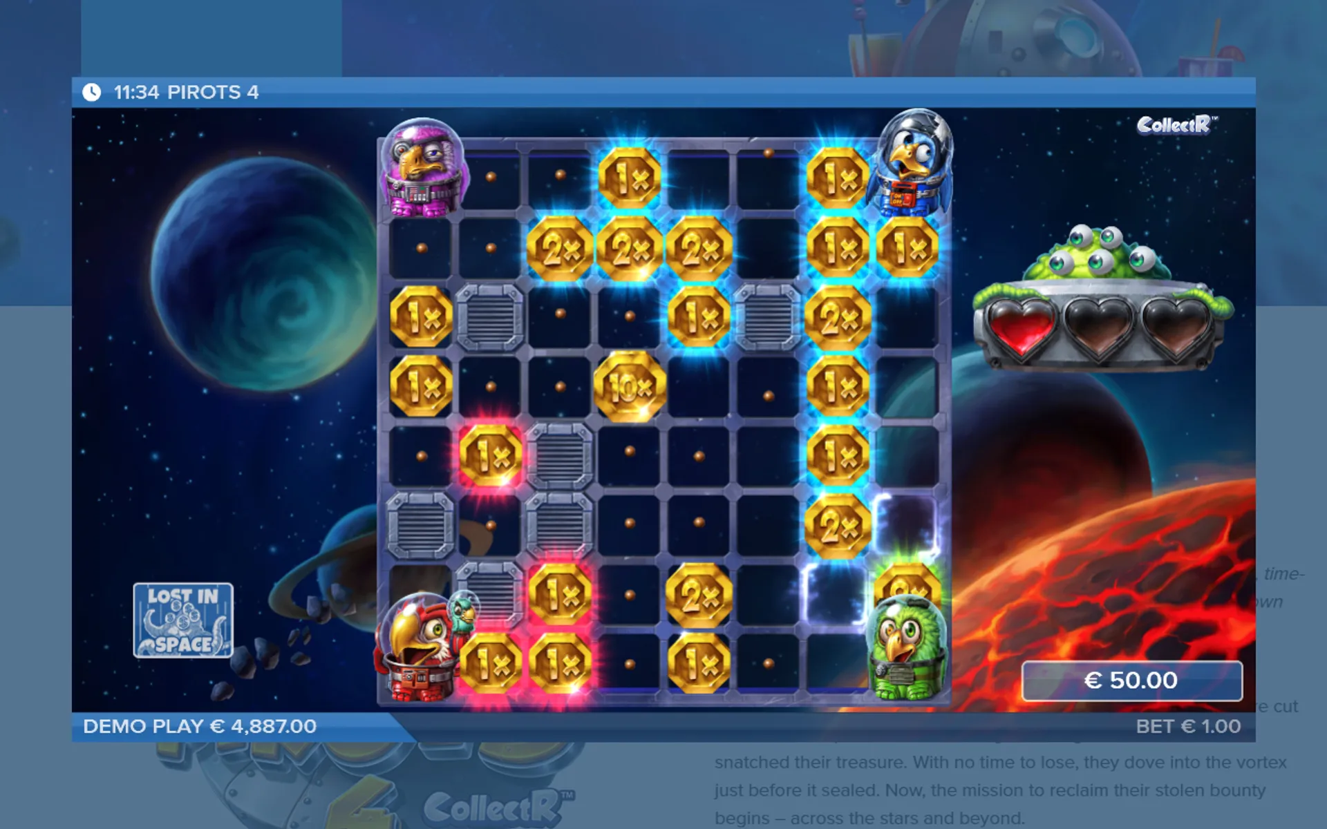 coleta de multiplicadores Lost in Space do Pirots 4