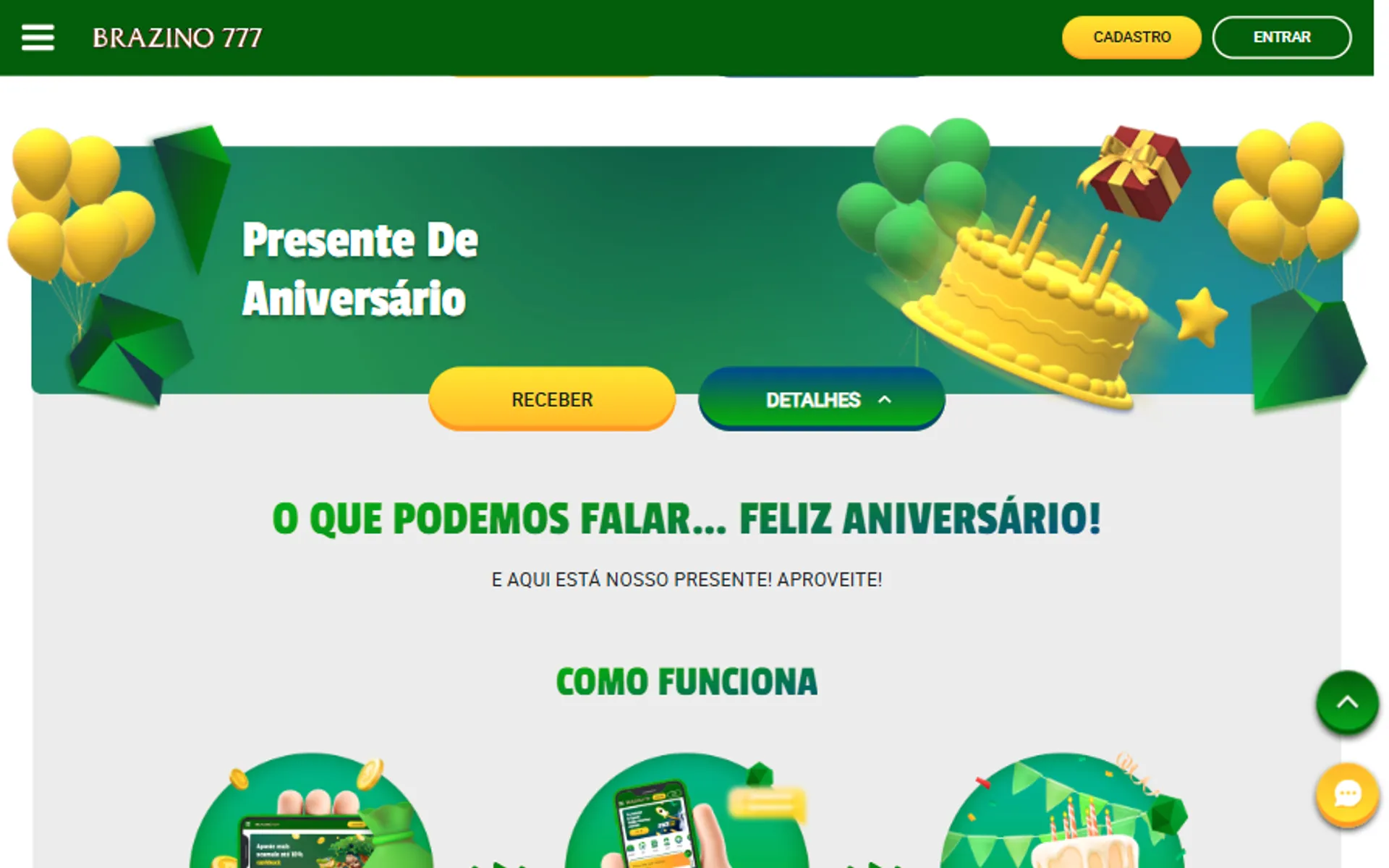 bônus de aniversário do Brazino777
