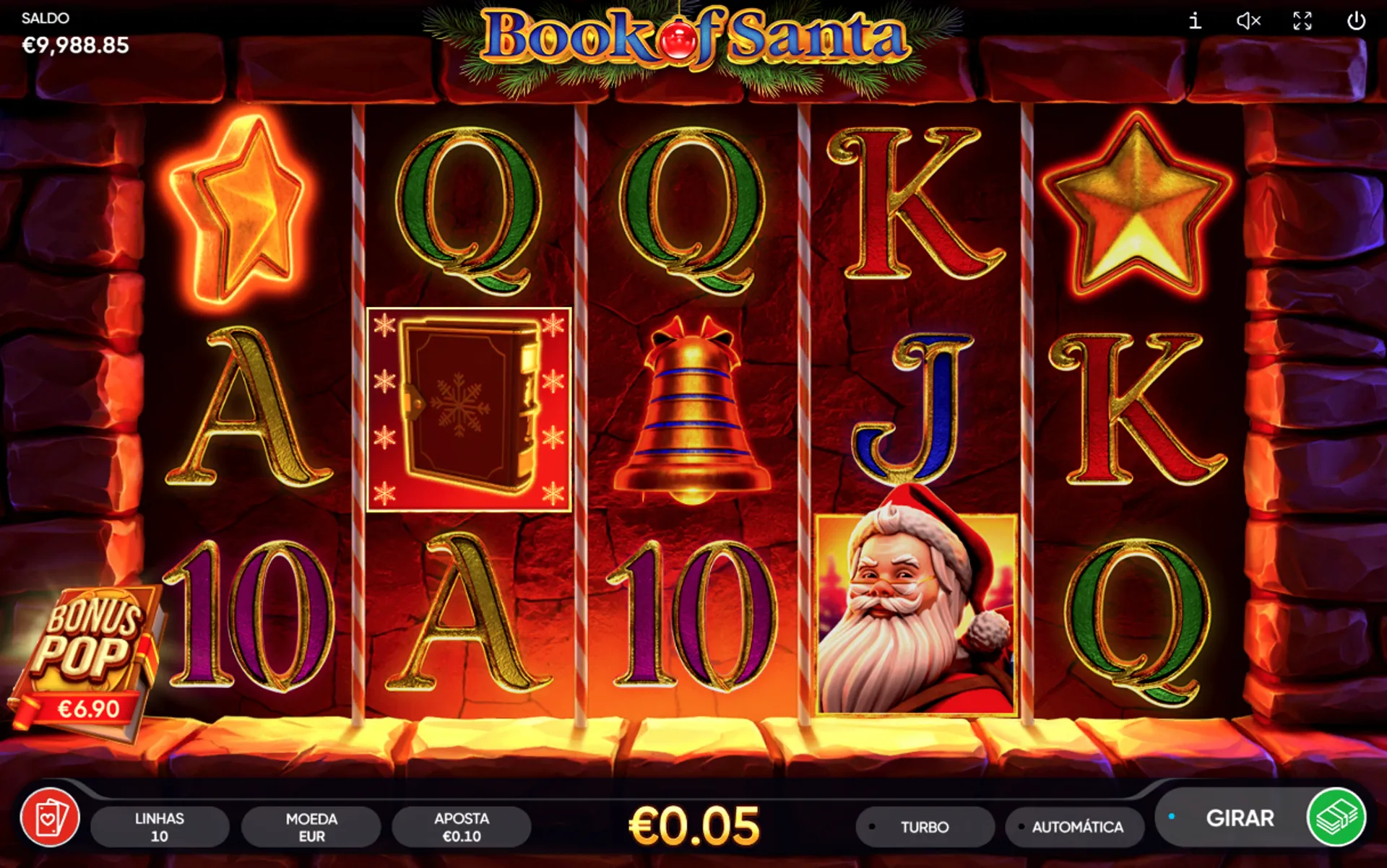 combinação vencedora no slot Book of Santa