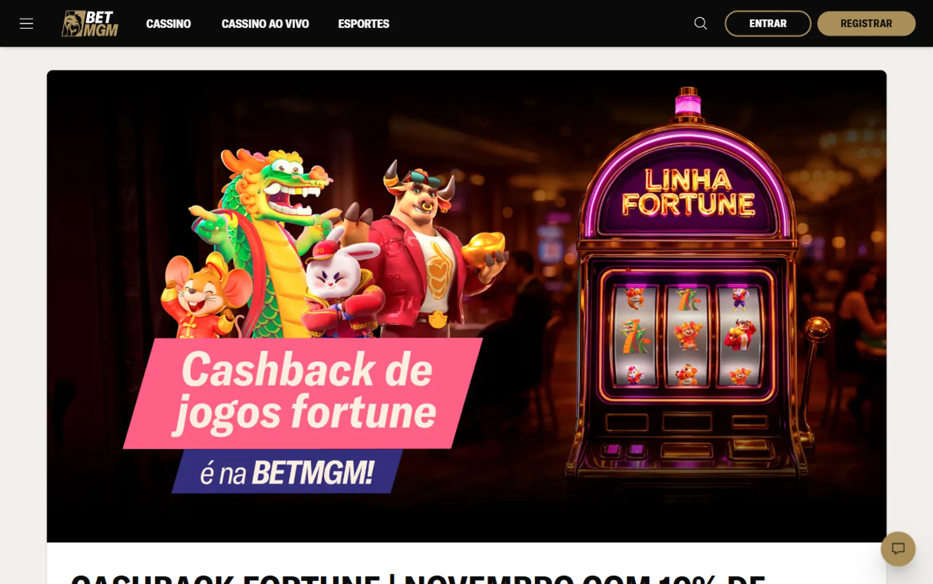 bônus de cashback betmgm