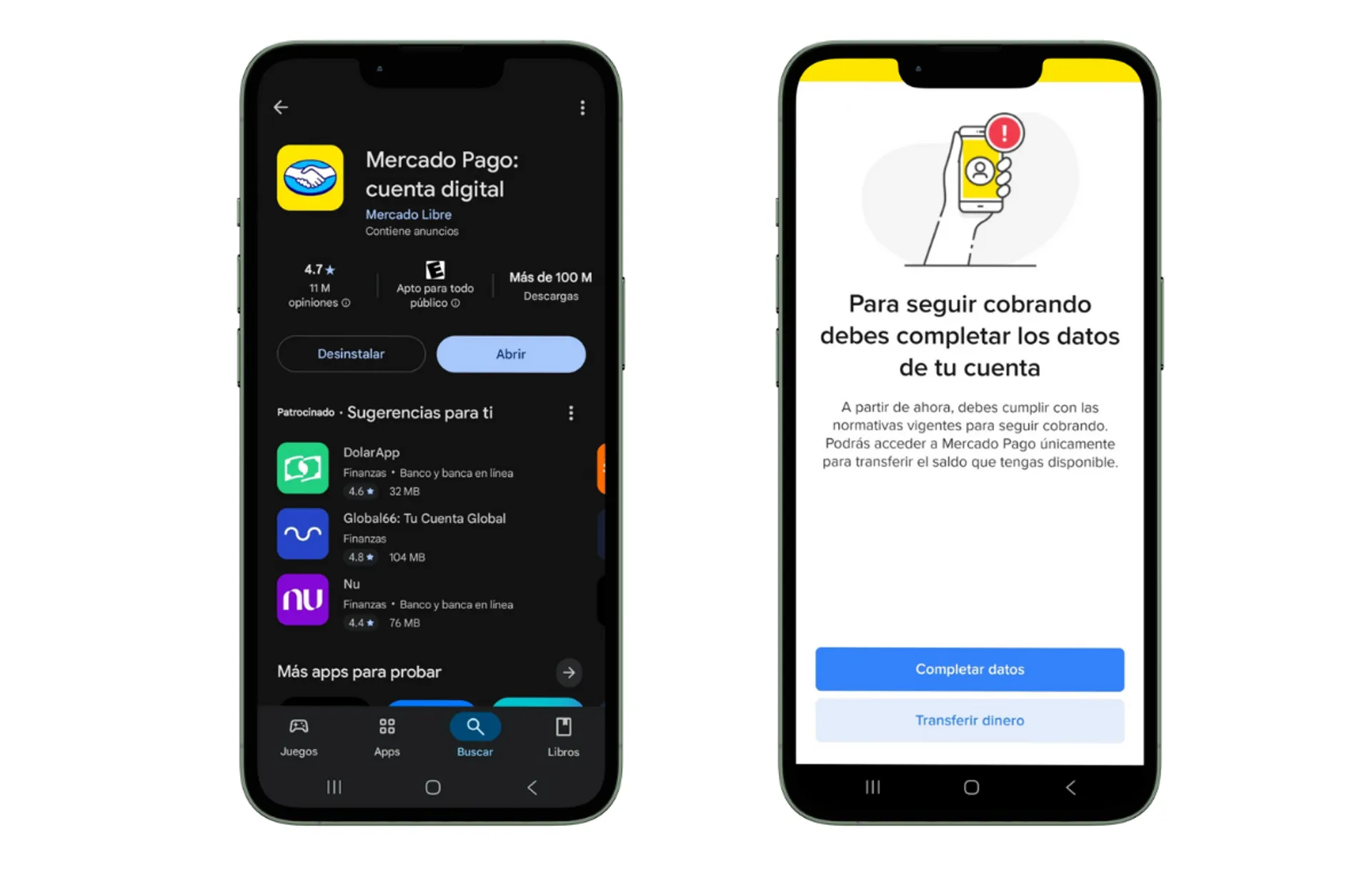 Crear cuenta de Mercado Pago desde la app