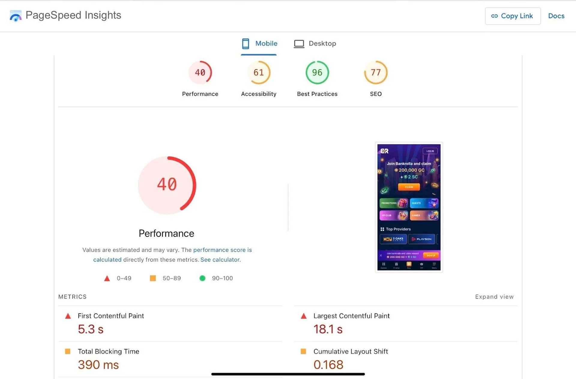 BankRolla user experience and site performance