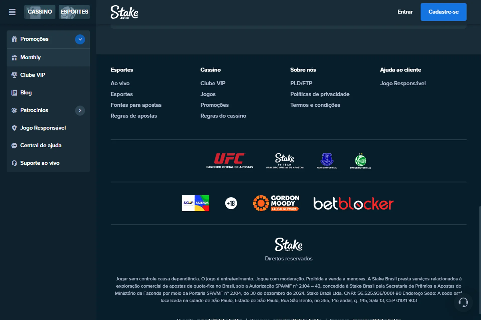 patrocínios e licenças do stake casino