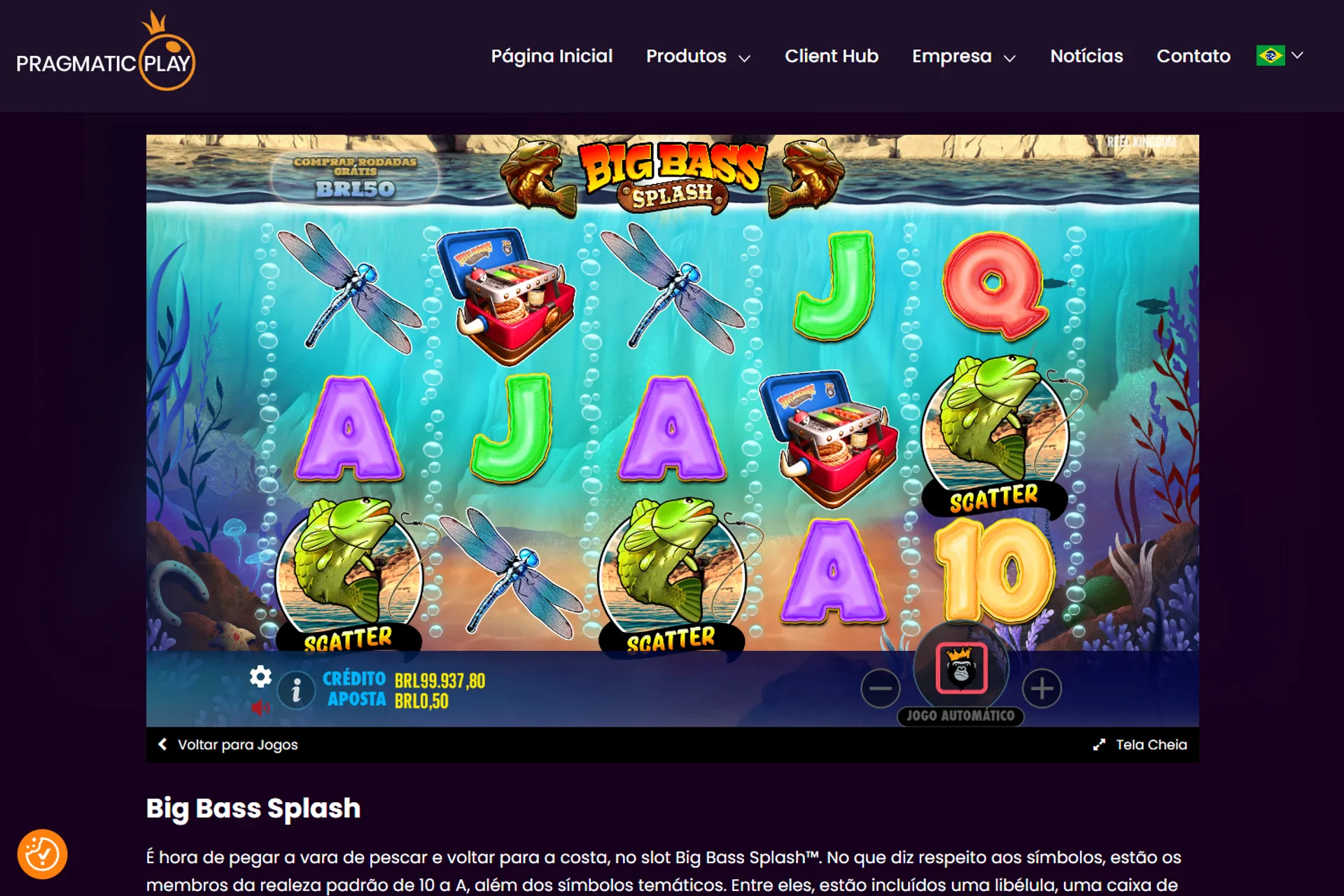 combinação de scatters do Big Bass Bonanza