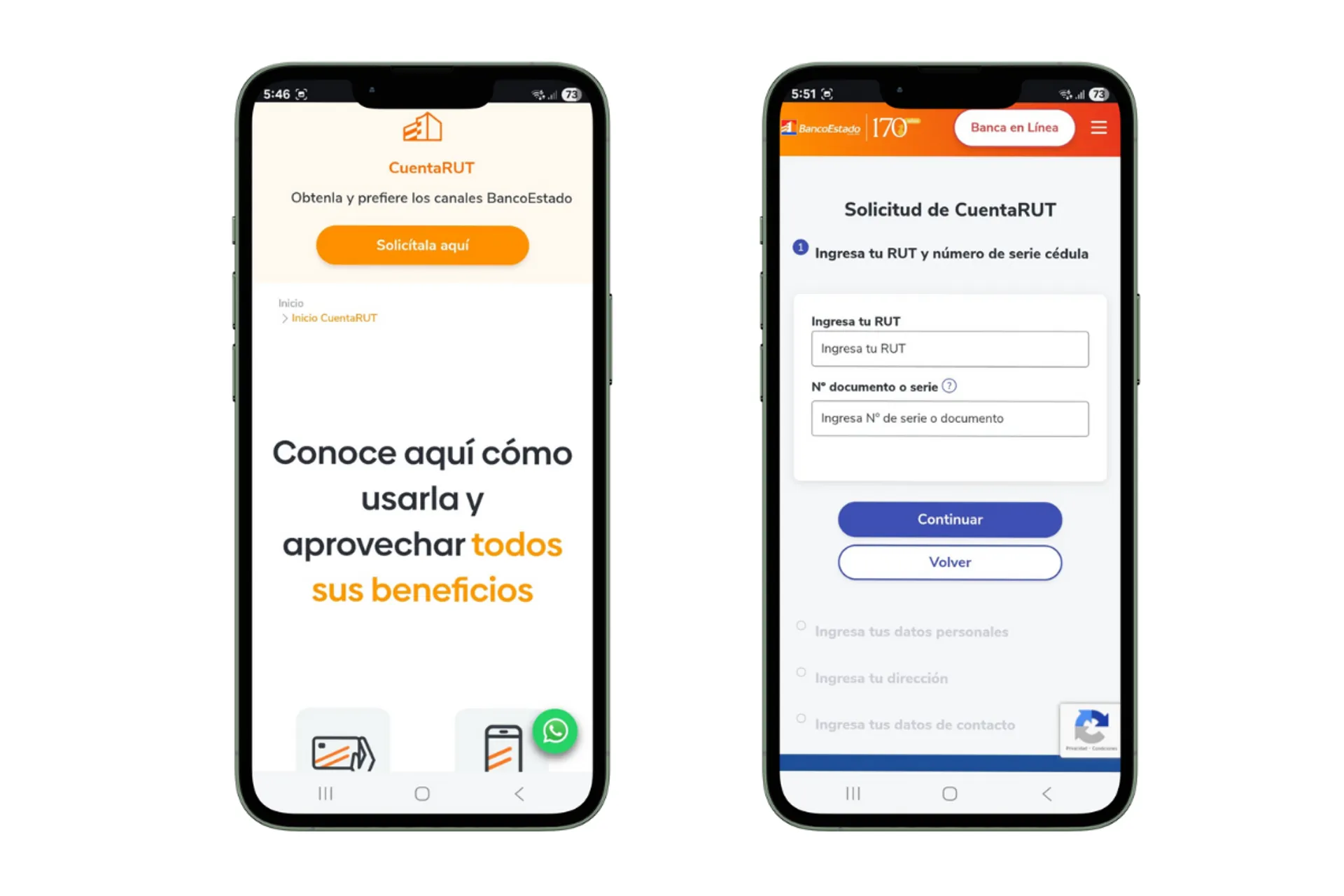 Puedes solicitar tu tarjeta Visa CuentaRUT desde el teléfono