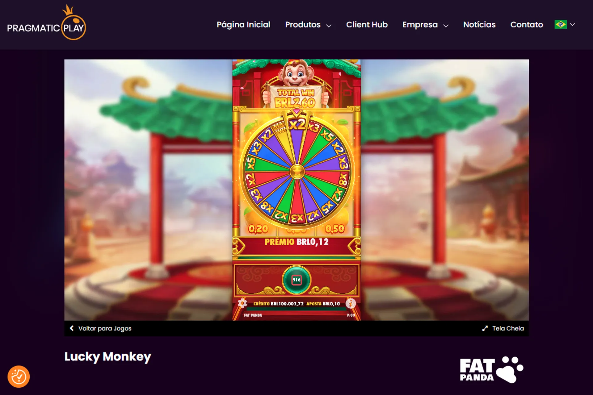 Lucky Wheel com multiplicador do Macaco Sortudo