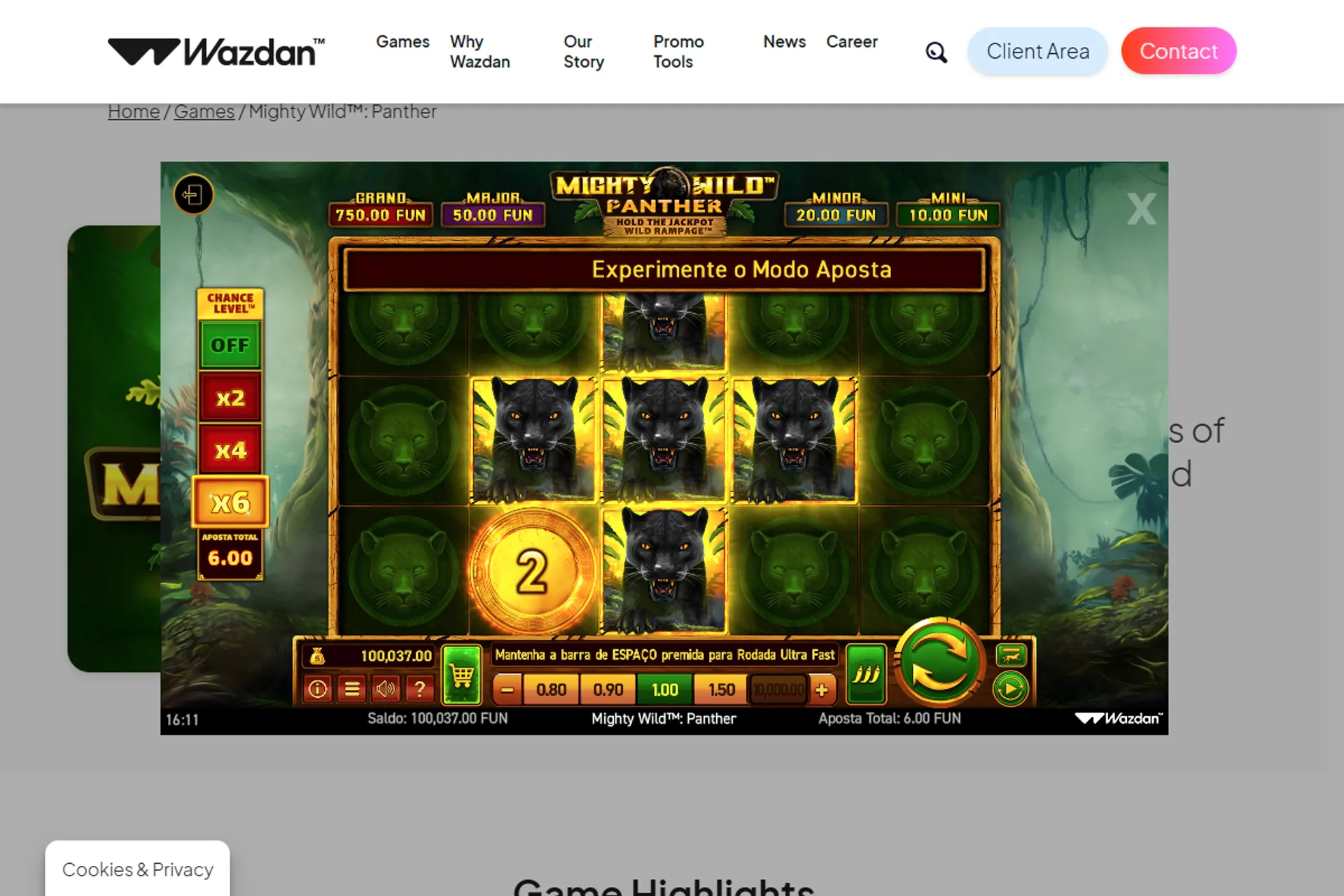 tela do slot Mighty Wild Panther demo