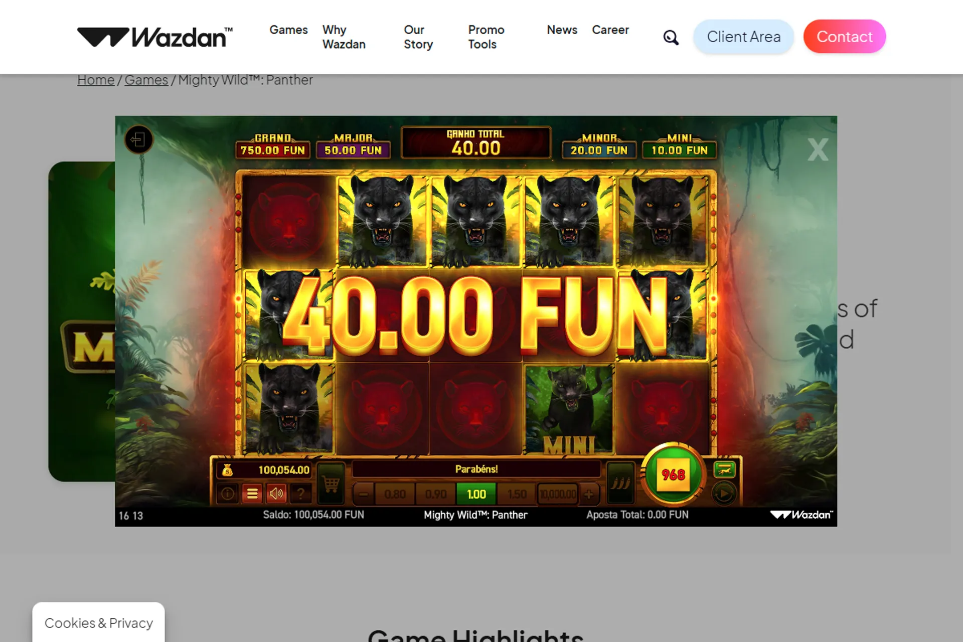 modo Wild Rampage do slot Might Wild Panther demo