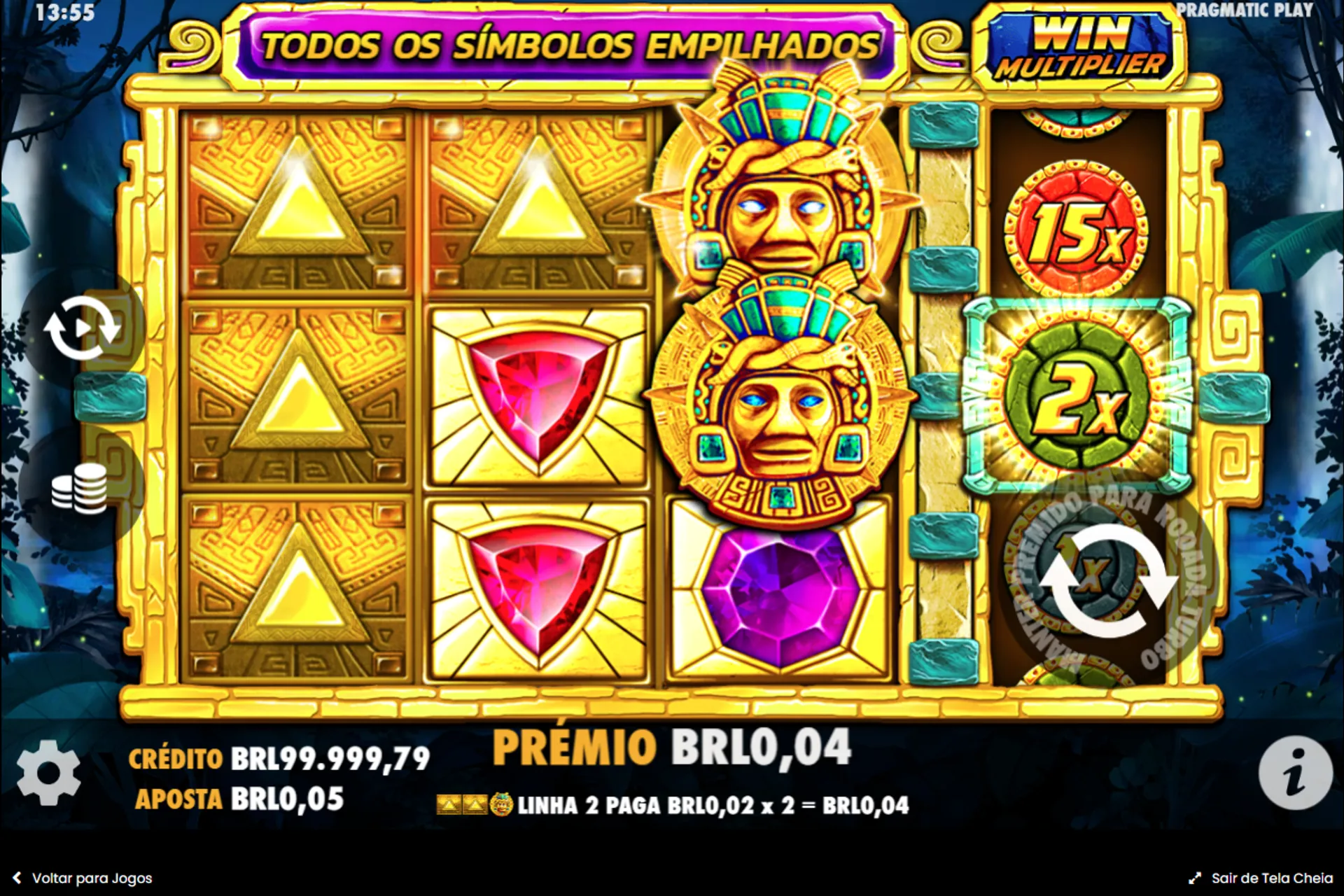 combinação vencedora no Aztec Gems