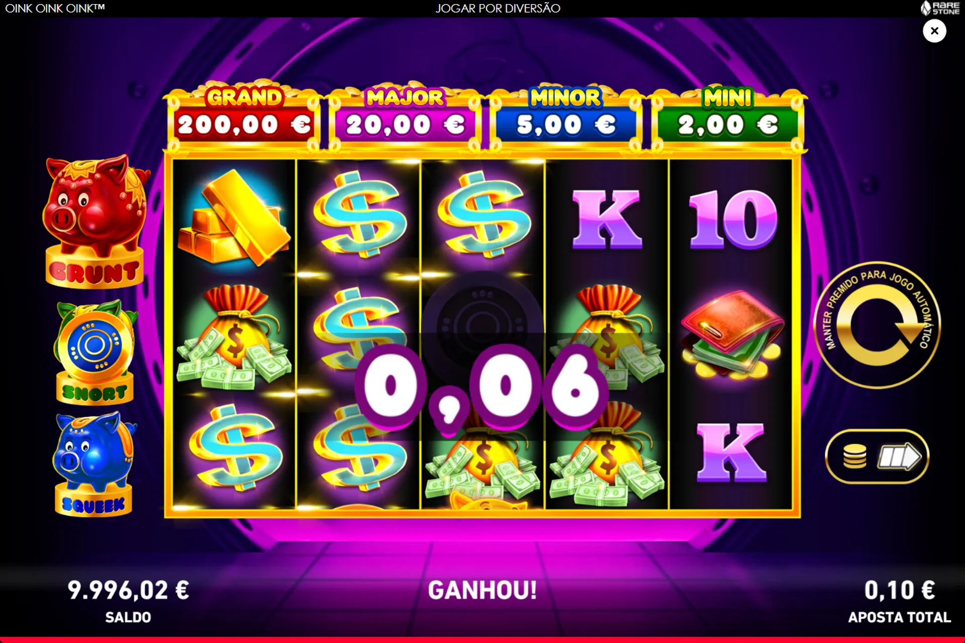 moeda coletada para o jackpot do Oink Oink Oink