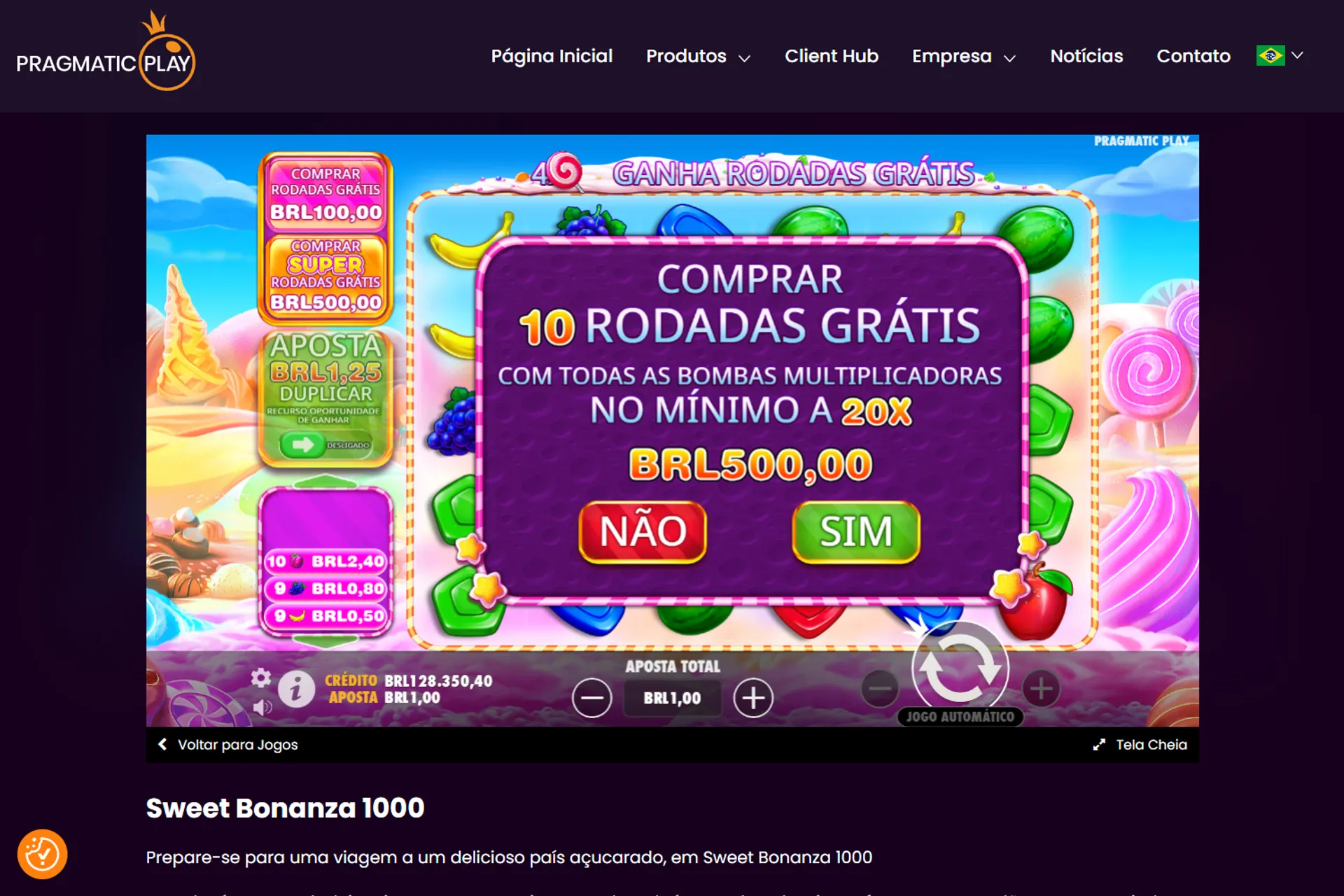 compra de bônus no Sweet Bonanza 1000 demo