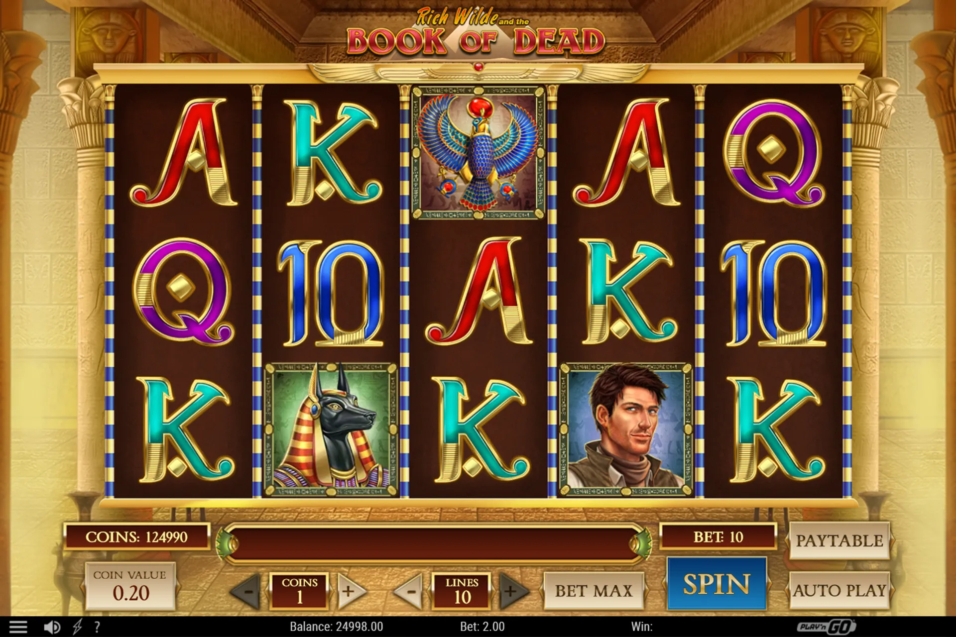 tela do slot Book of Dead