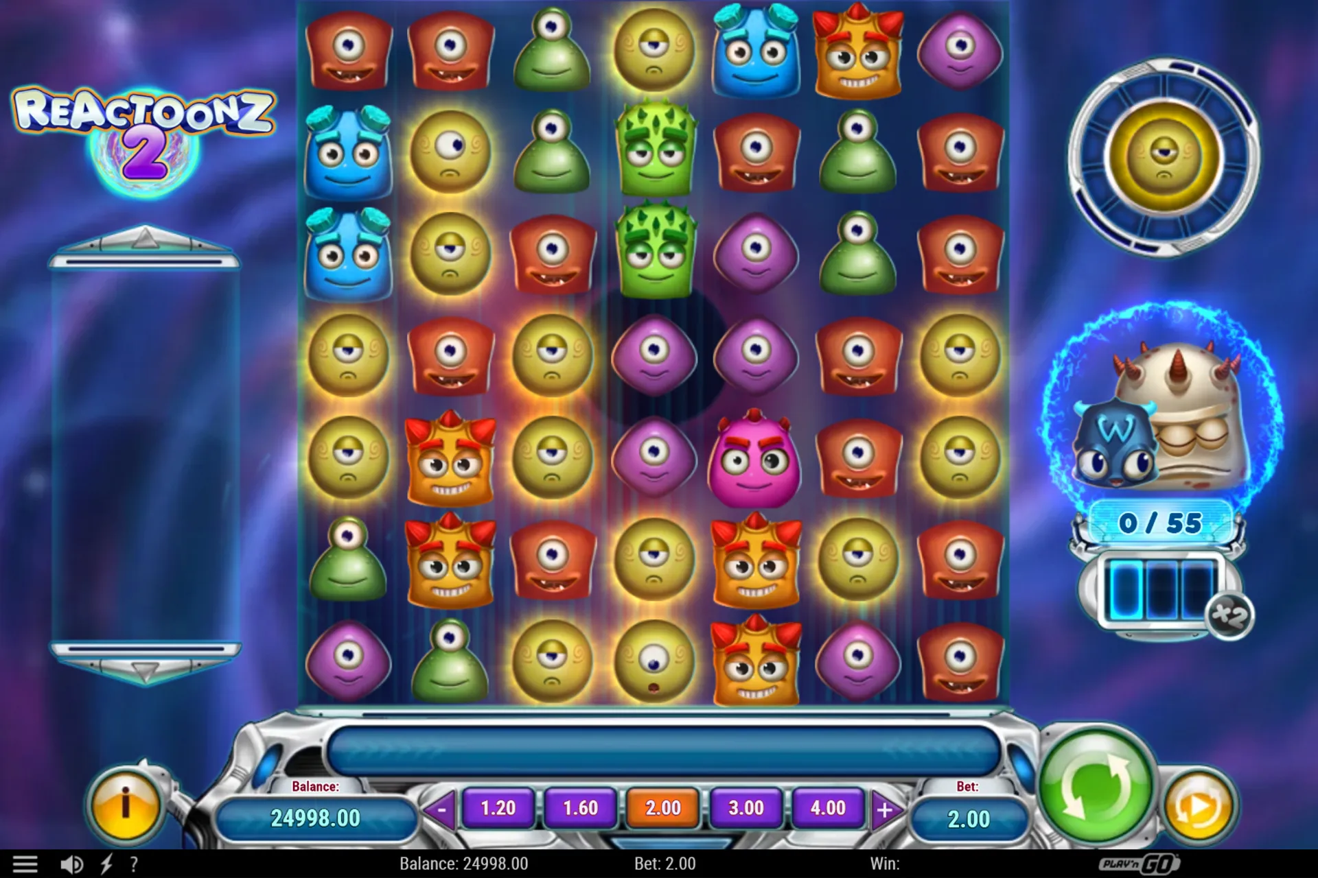 tela do slot ReactoonZ 2 demo