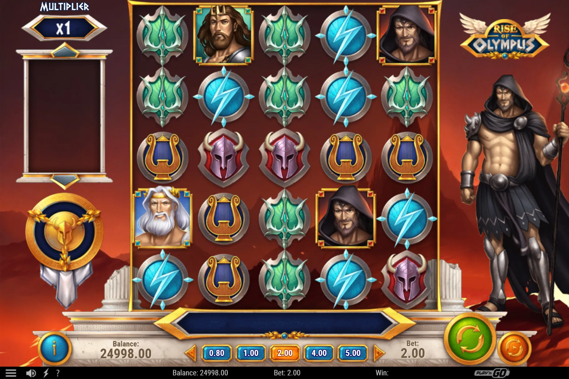tela do slot Rise of Olympus, da Play'n Go