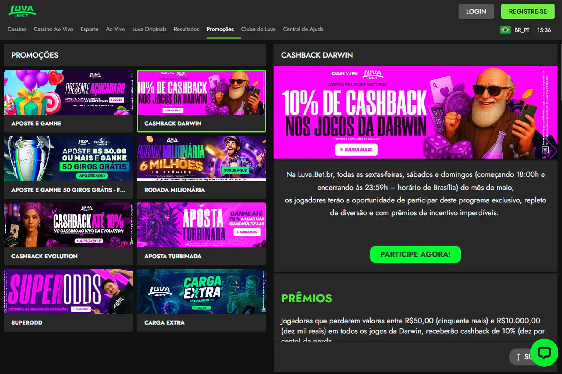 promoção de cashback na Luva Bet