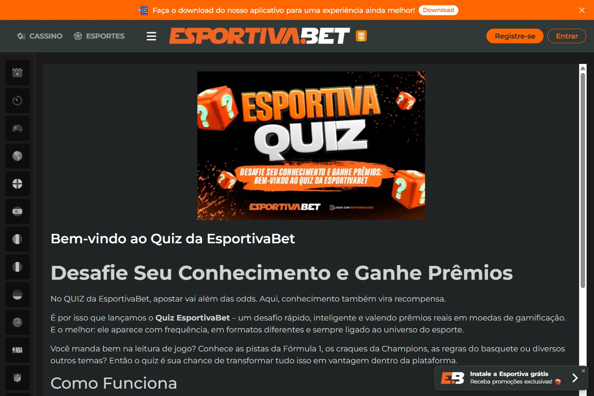 quiz EsportivaBet