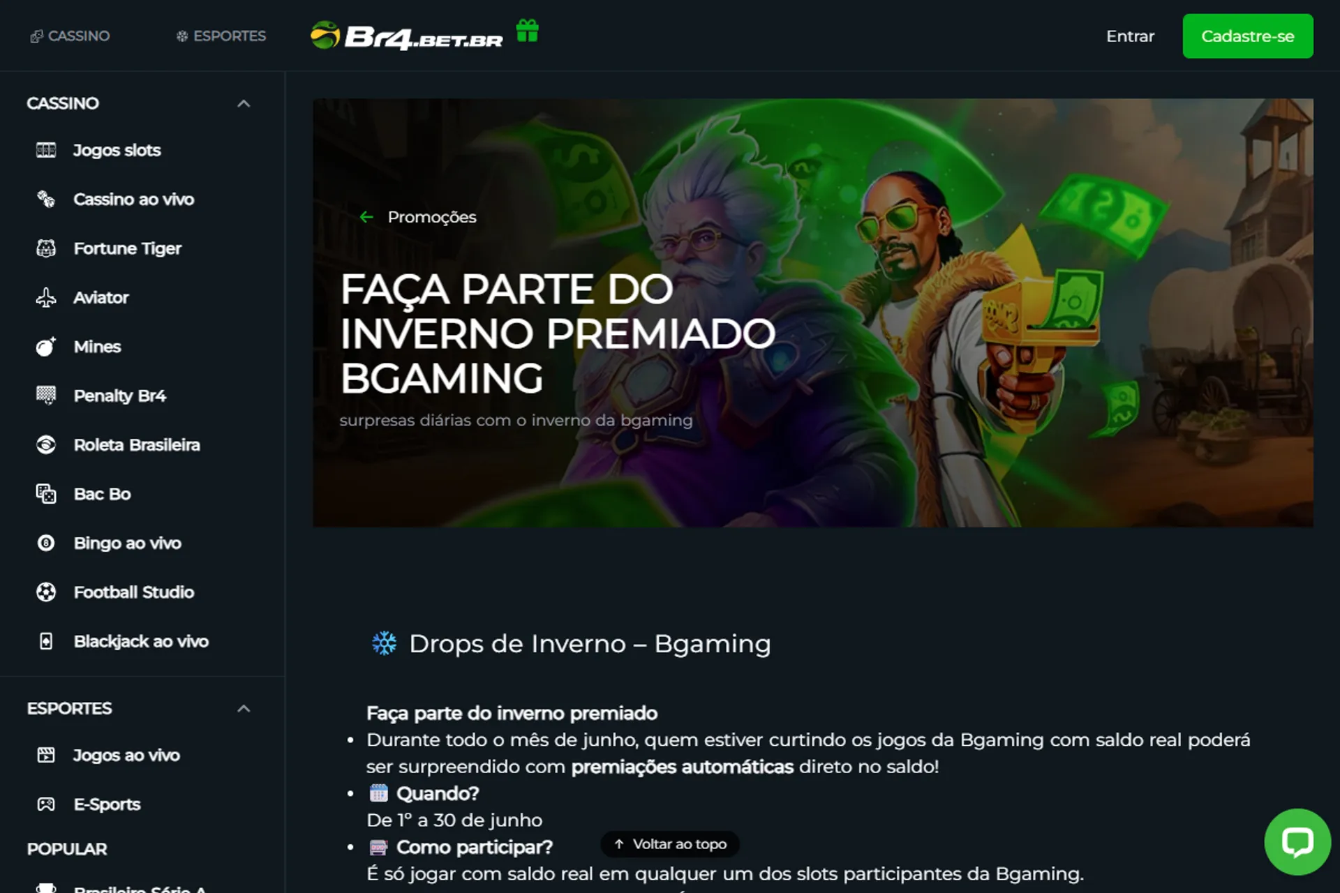 bônus de inverno premiado da Bgaming da BR4bet