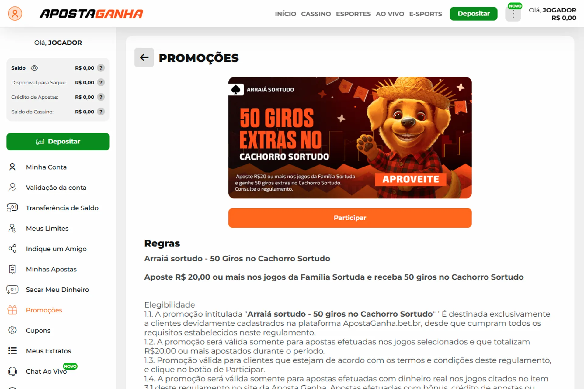 bônus Arraiá Sortudo da Aposta Ganha